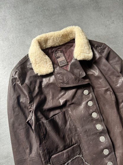 2000s Marithé + François Girbaud Calfwash Asymmetrical Shearling Leather Jacket (S) - 5