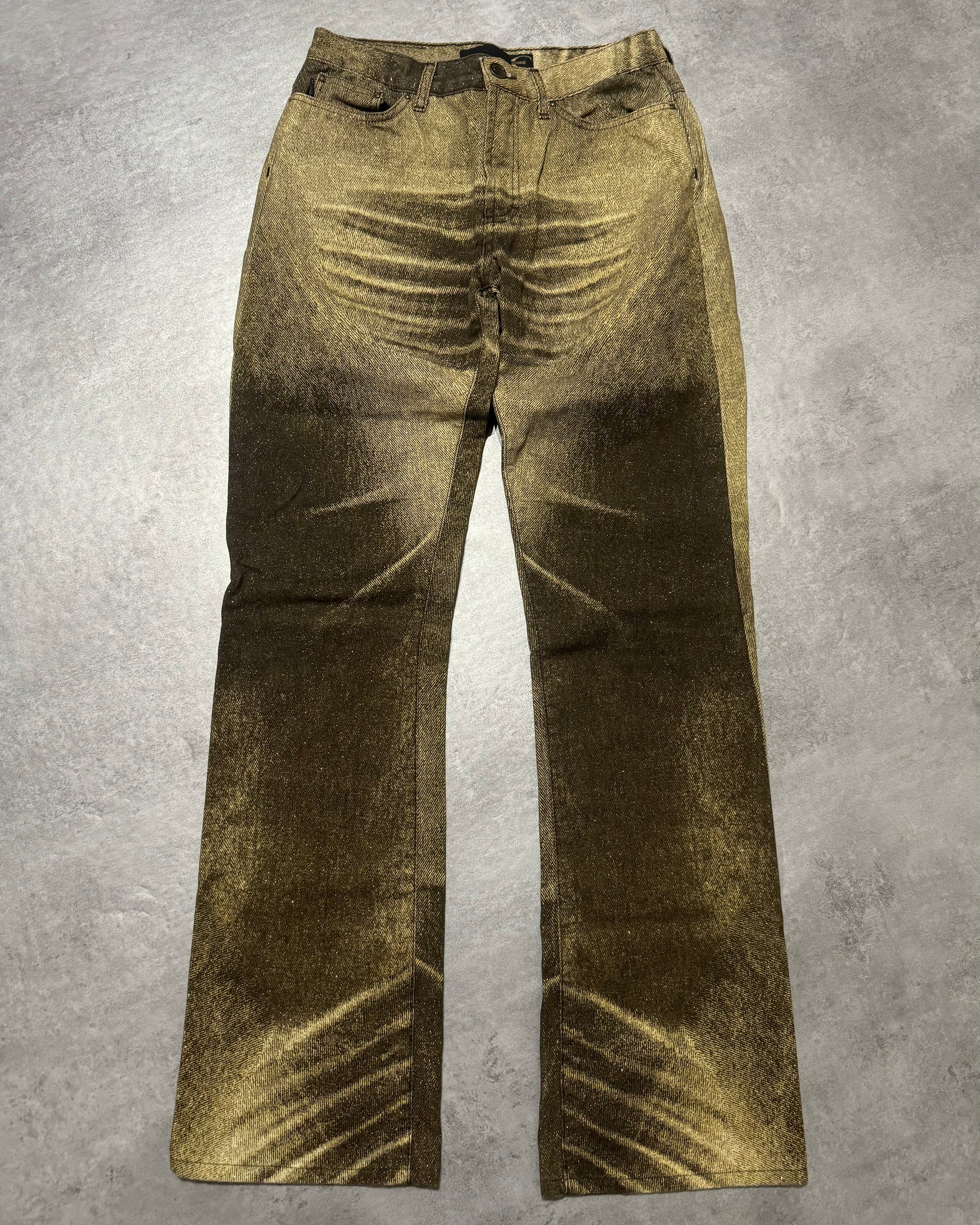 SS2004 Cavalli Shiny Brown Sand Desert Pants (XS) - 1