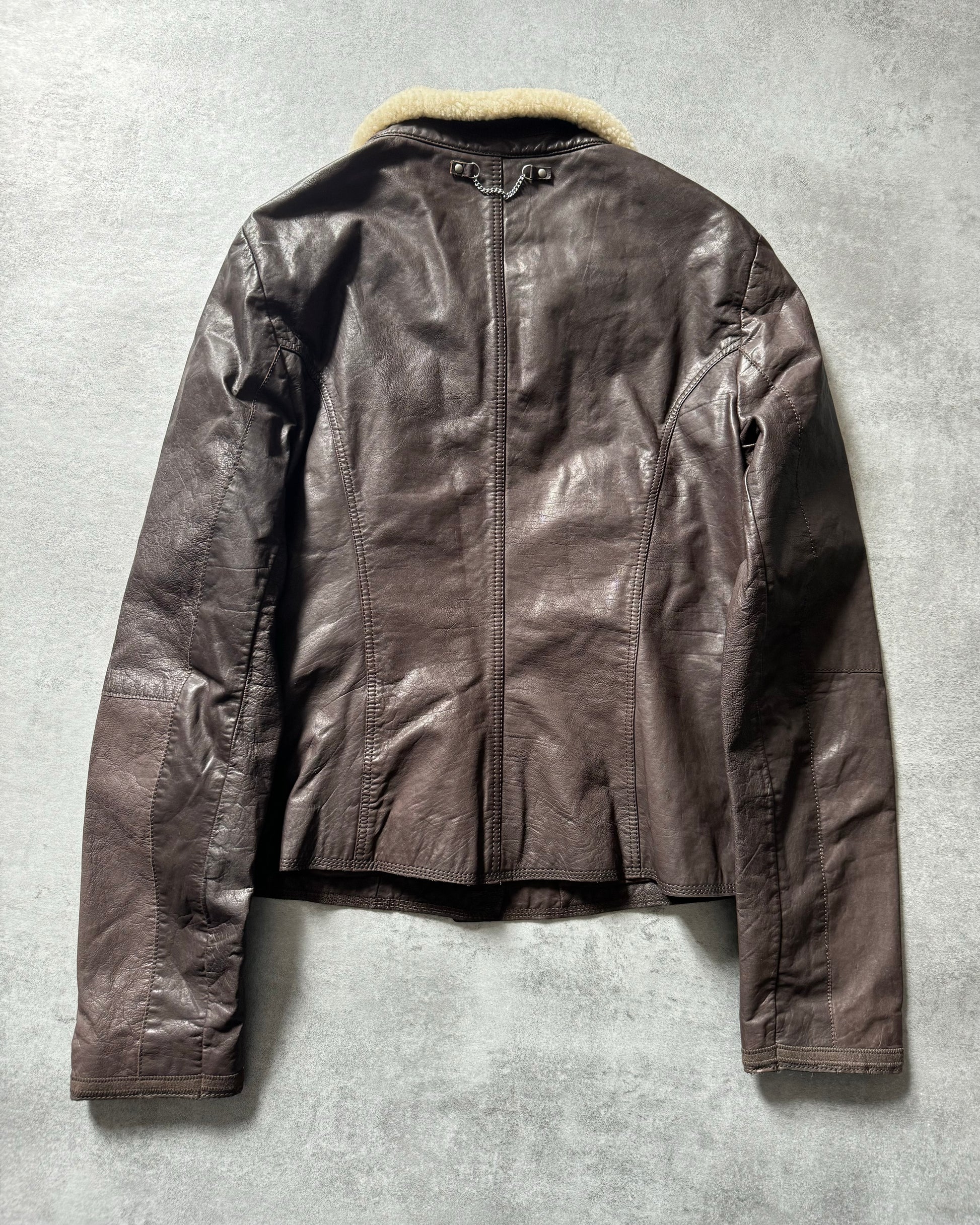 2000s Marithé + François Girbaud Calfwash Asymmetrical Shearling Leather Jacket (S) - 2