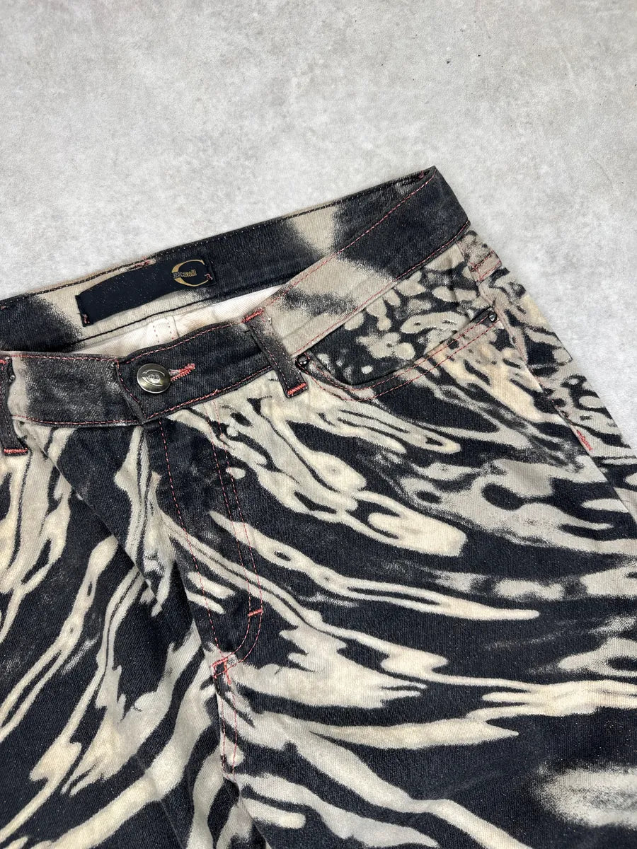 SS2002 Cavalli Black Hallucination Psycho Bleached Pants LpvwhhGe 6