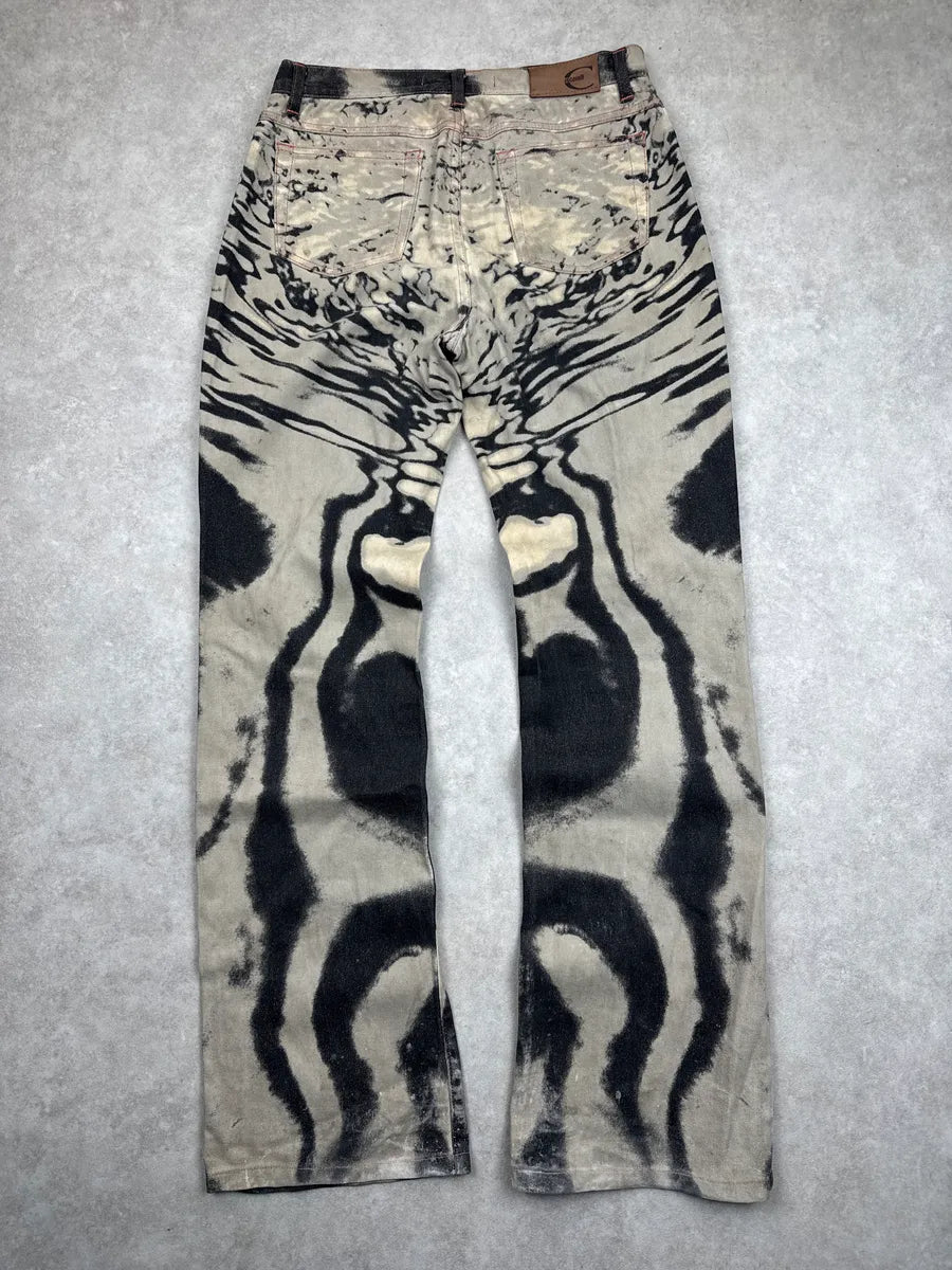SS2002 Cavalli Black Hallucination Psycho Bleached Pants LpvwhhGe 4