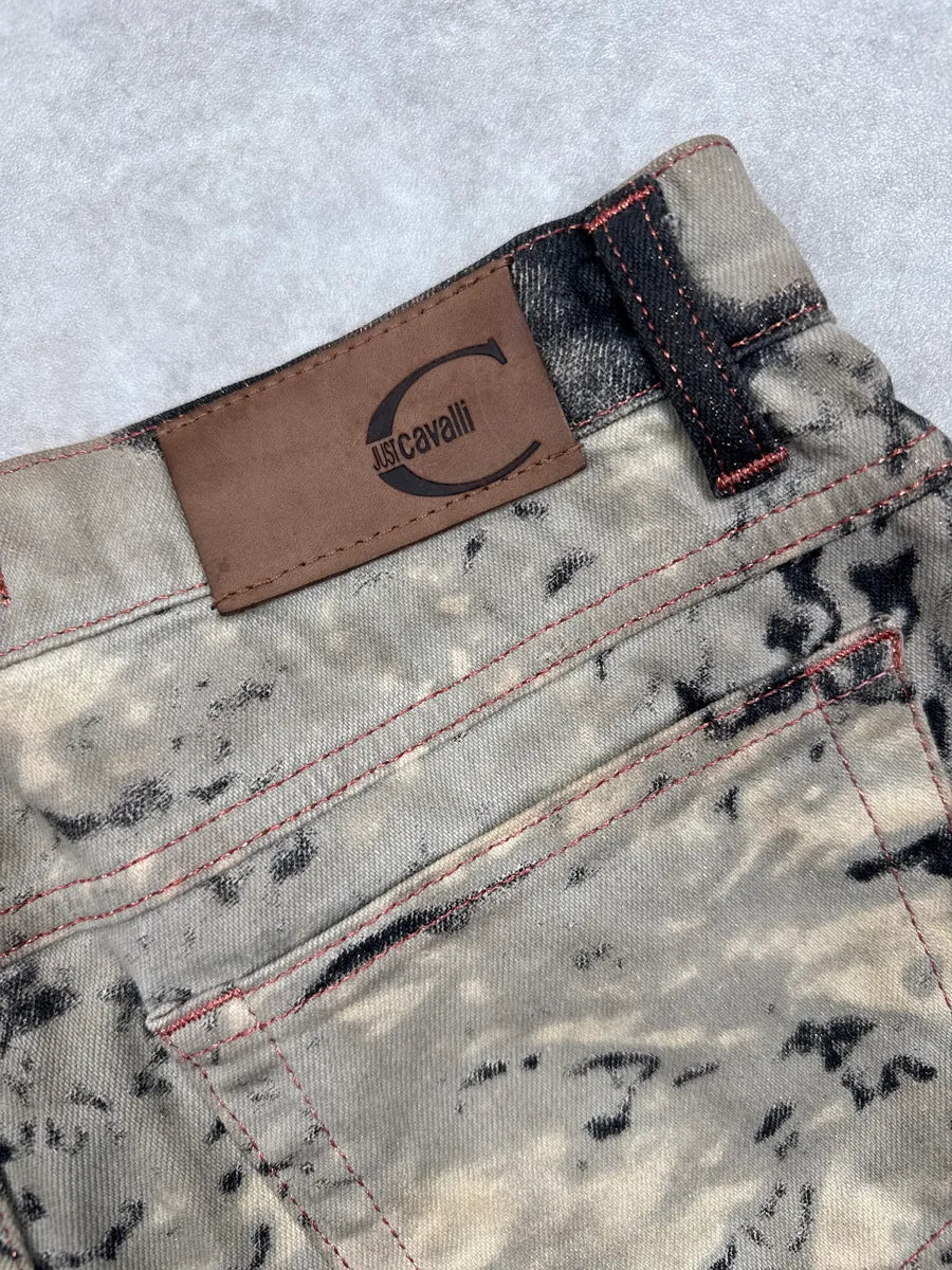 SS2002 Cavalli Black Hallucination Psycho Bleached Pants LpvwhhGe 11