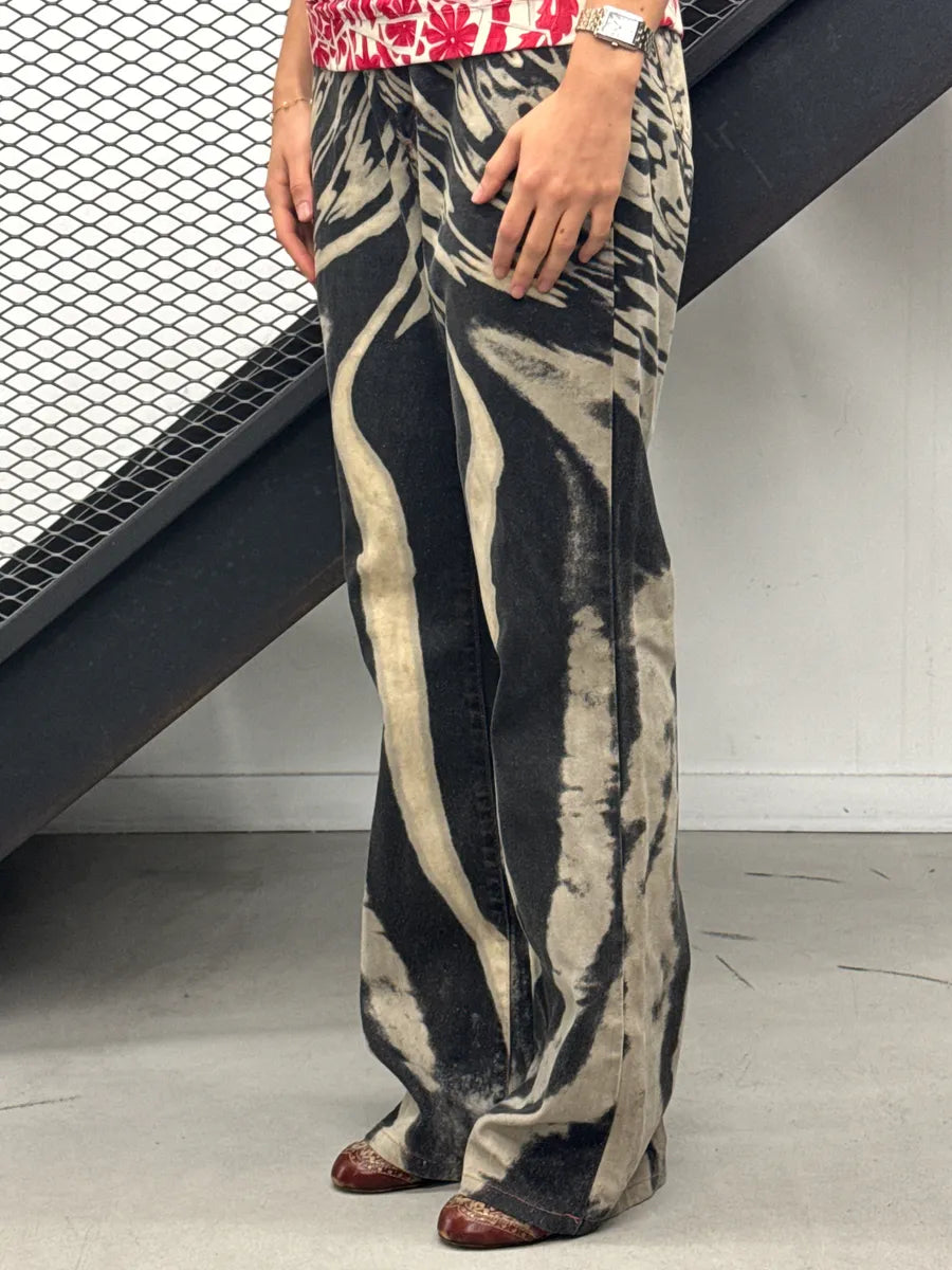 SS2002 Cavalli Black Hallucination Psycho Bleached Pants LpvwhhGe 2