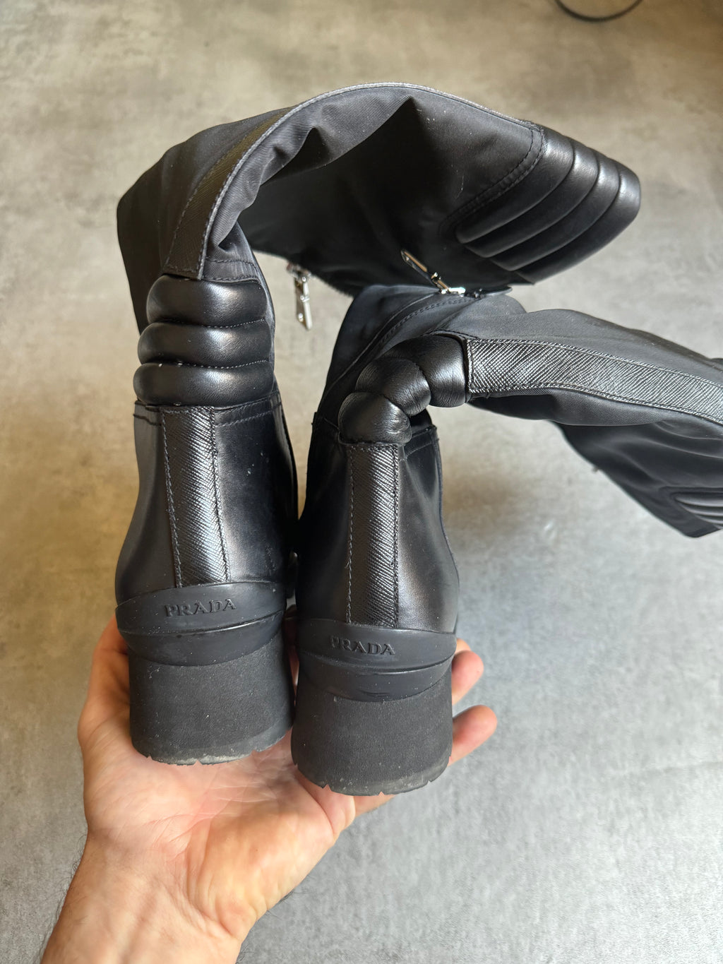 2000s Prada Black Biker Leather Moto Boots (41) - 7