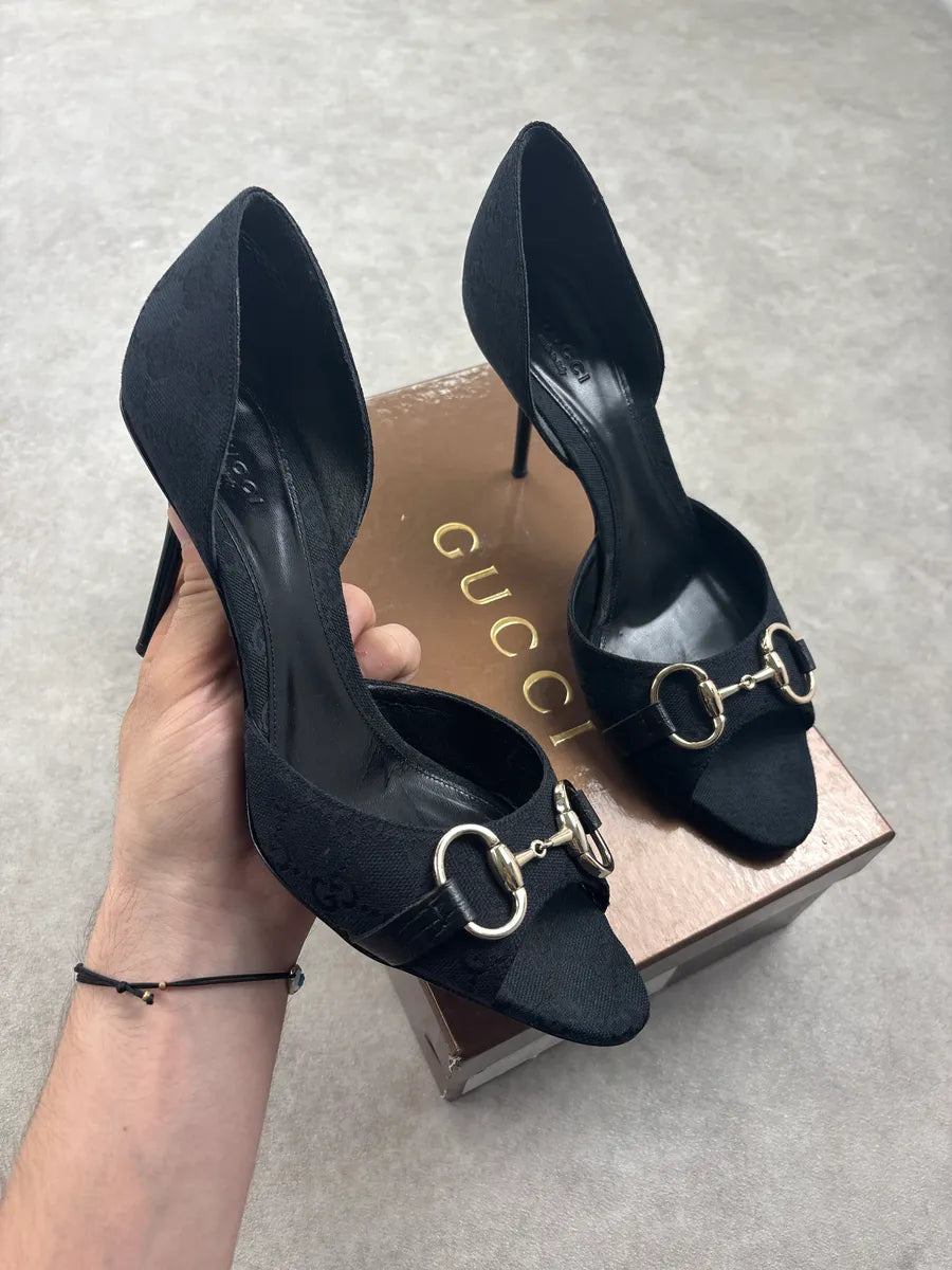 AW2008 Gucci Black Horsebit Monogram Heels by Frida Giannini JqPXgsm 0