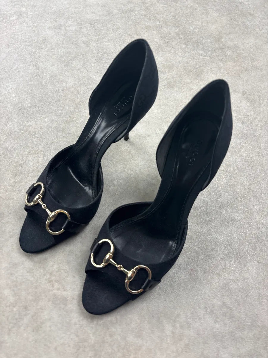 AW2008 Gucci Black Horsebit Monogram Heels by Frida Giannini JqPXgsm 2