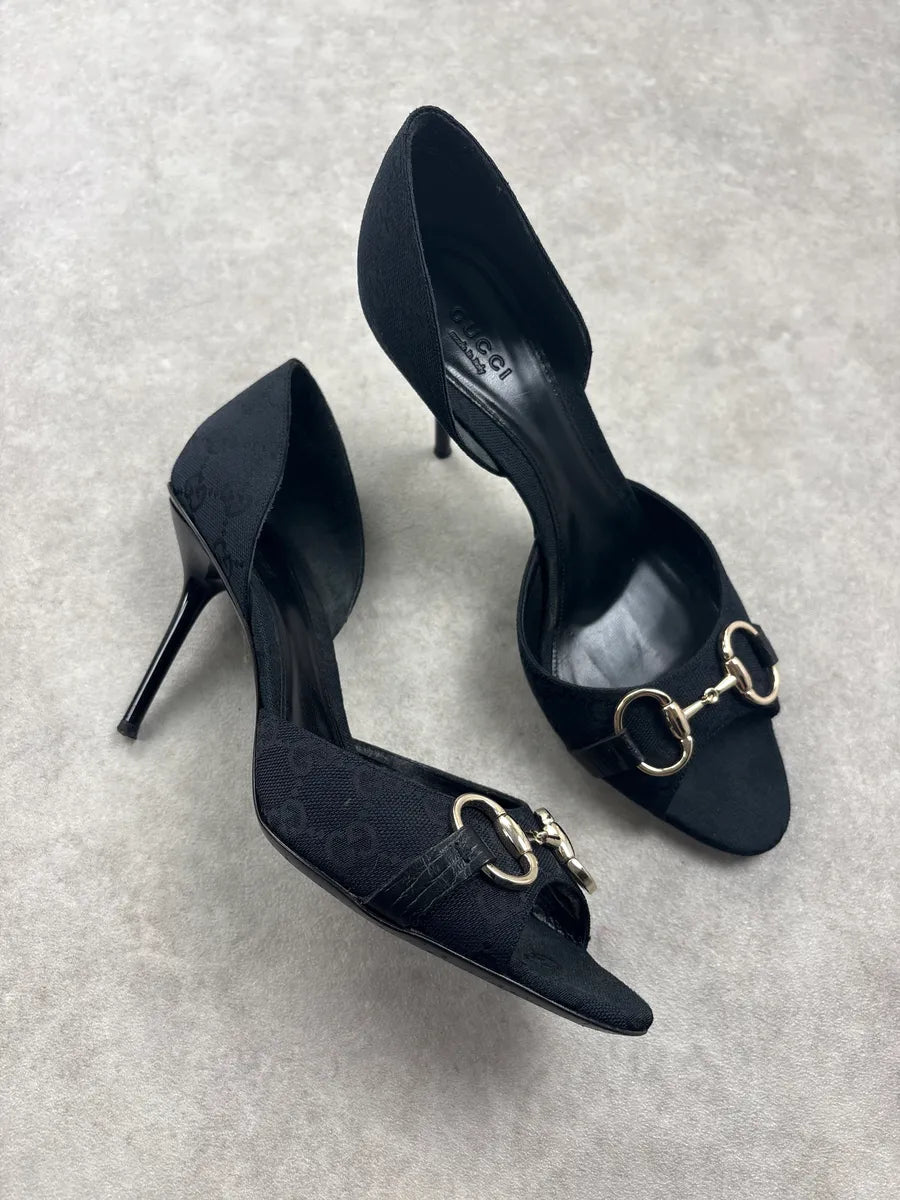 AW2008 Gucci Black Horsebit Monogram Heels by Frida Giannini JqPXgsm 4