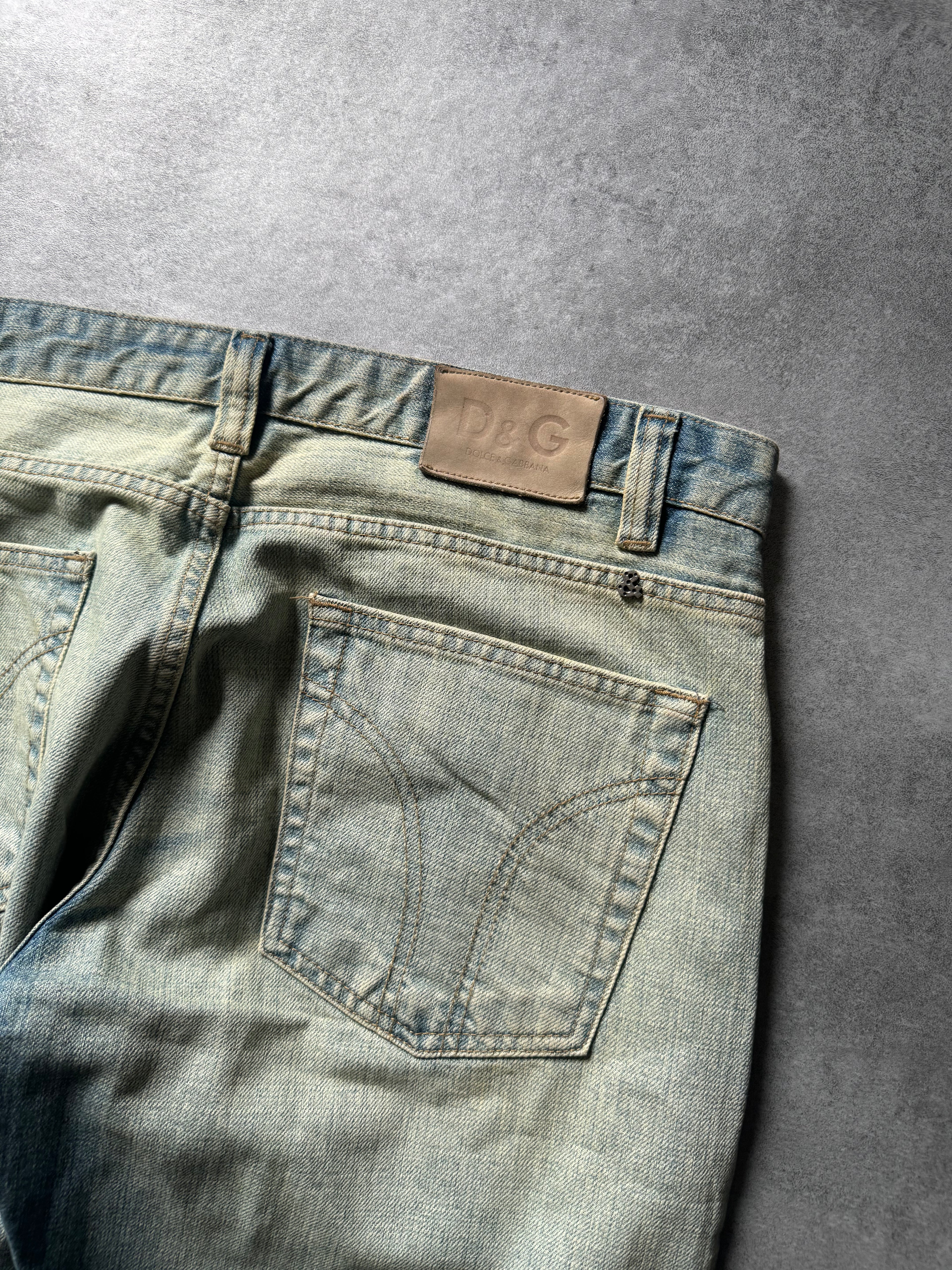 FW2006 Dolce & Gabbana Orange Poem Faded Jeans (M) - 3