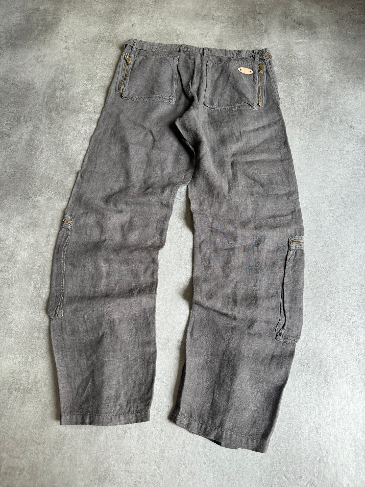 AW2004 Dolce & Gabbana Linen Multi Zips Cargo Pants (L) - 2