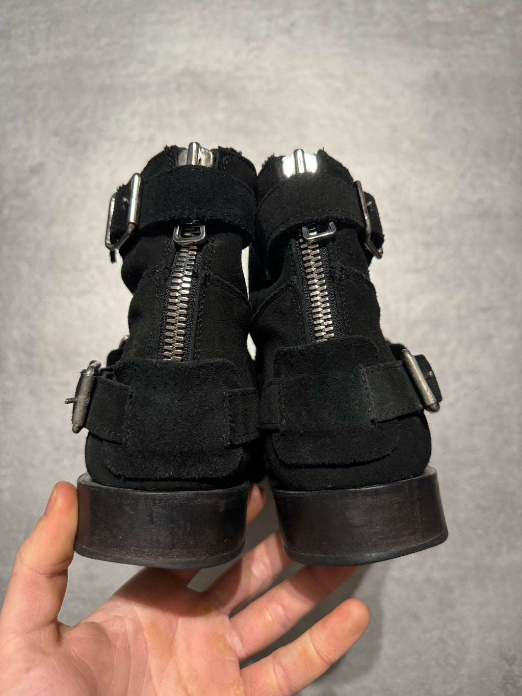 Balmain x H&M Black Silver Toe Chukka Strap Boots  (44) - 7