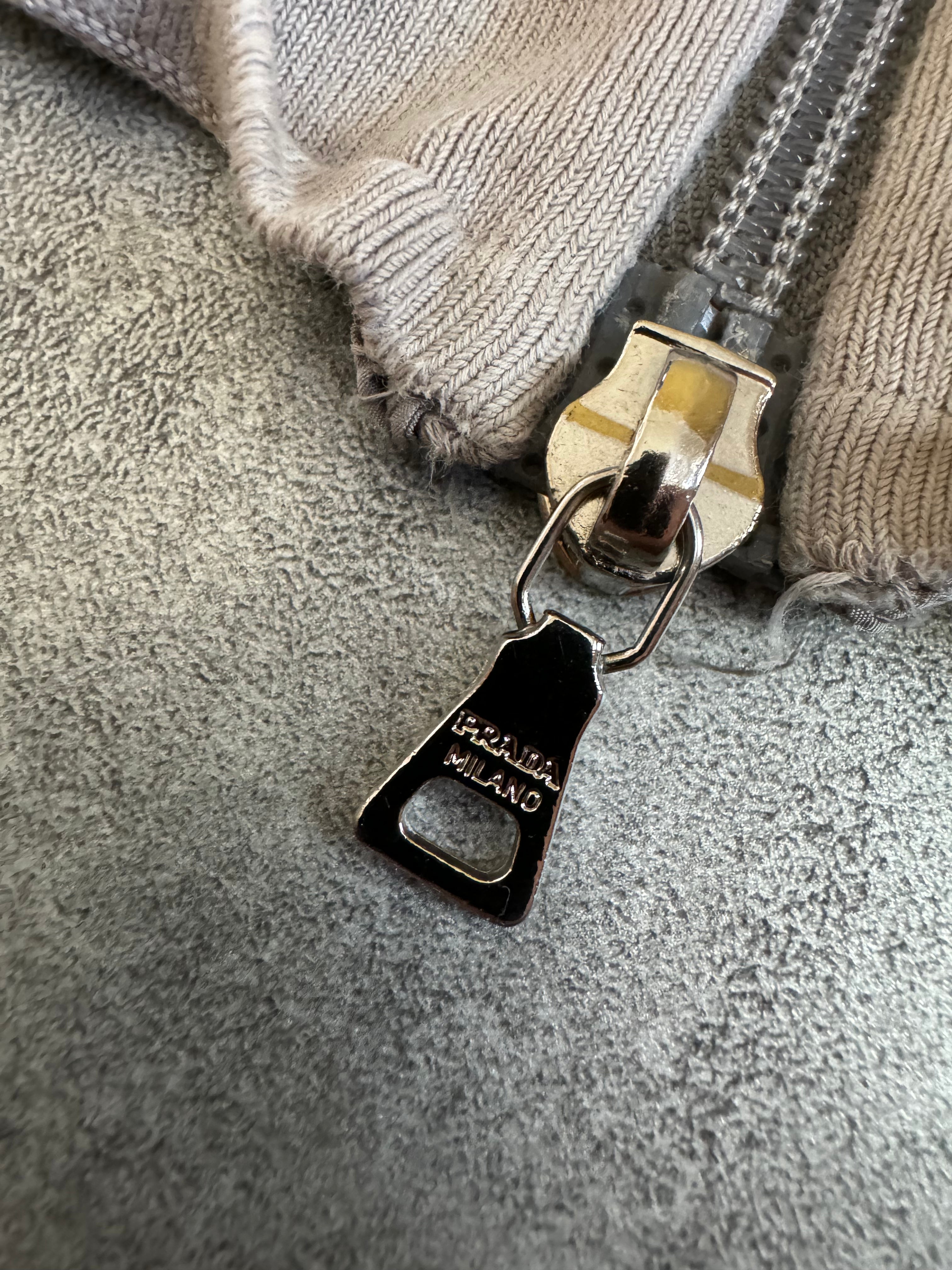 2000s Prada Beige Pure Zip-up Sweater (L) - 8