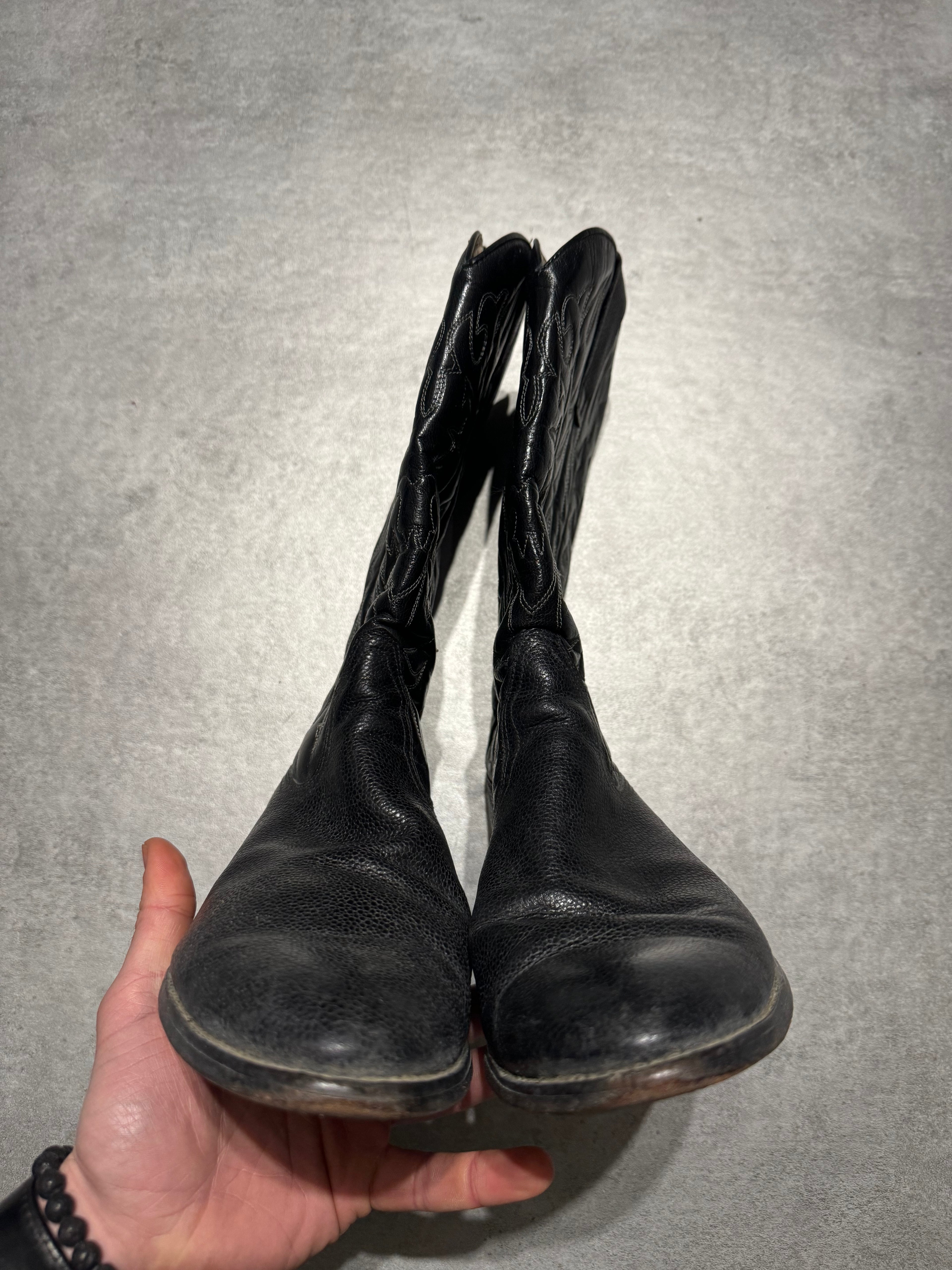 2000s Cow-Boy Black Santiags Boots  (42) - 3