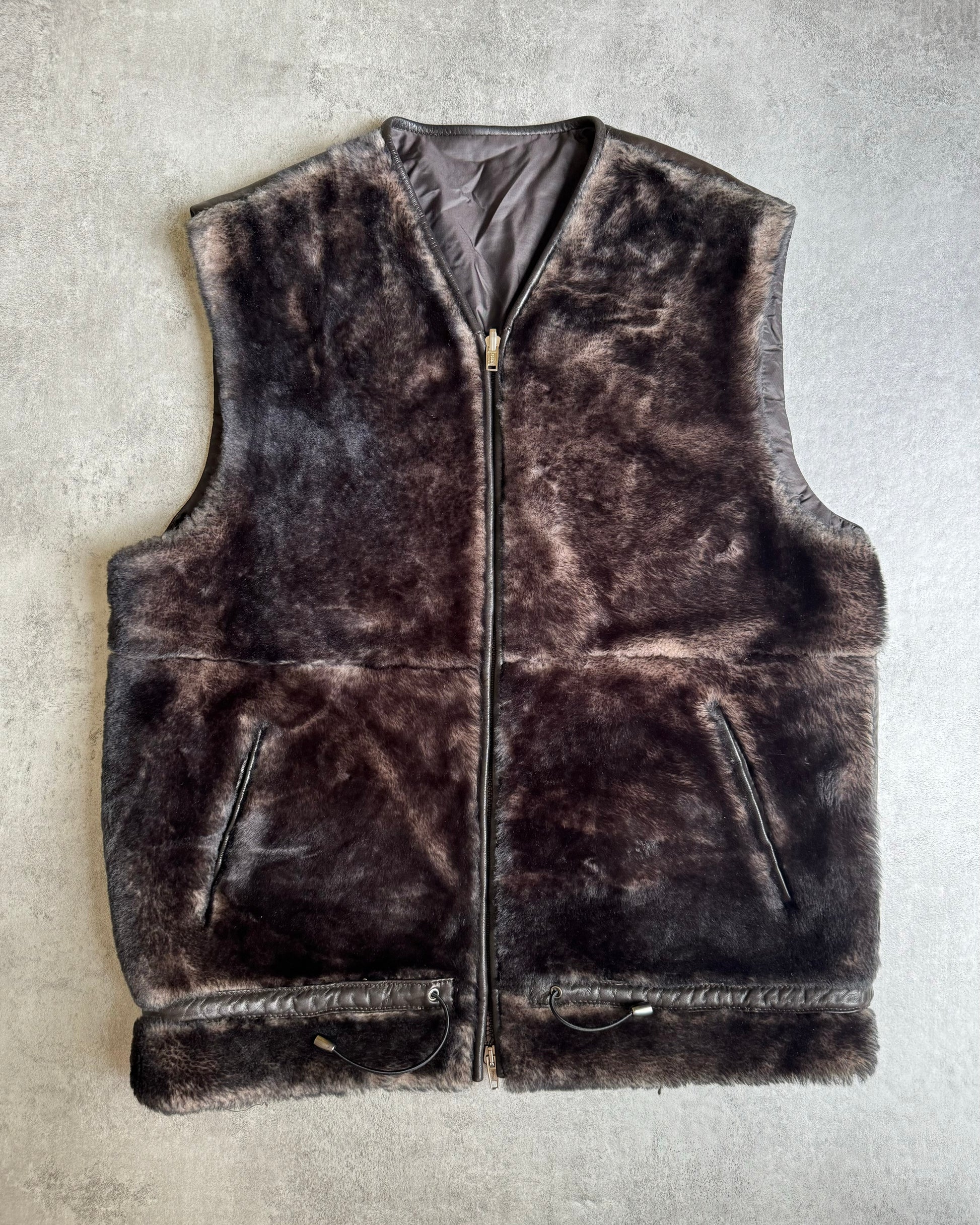 AW2000 Gianfranco Ferré Fur Leather Sleeveless Jacket (L) - 1