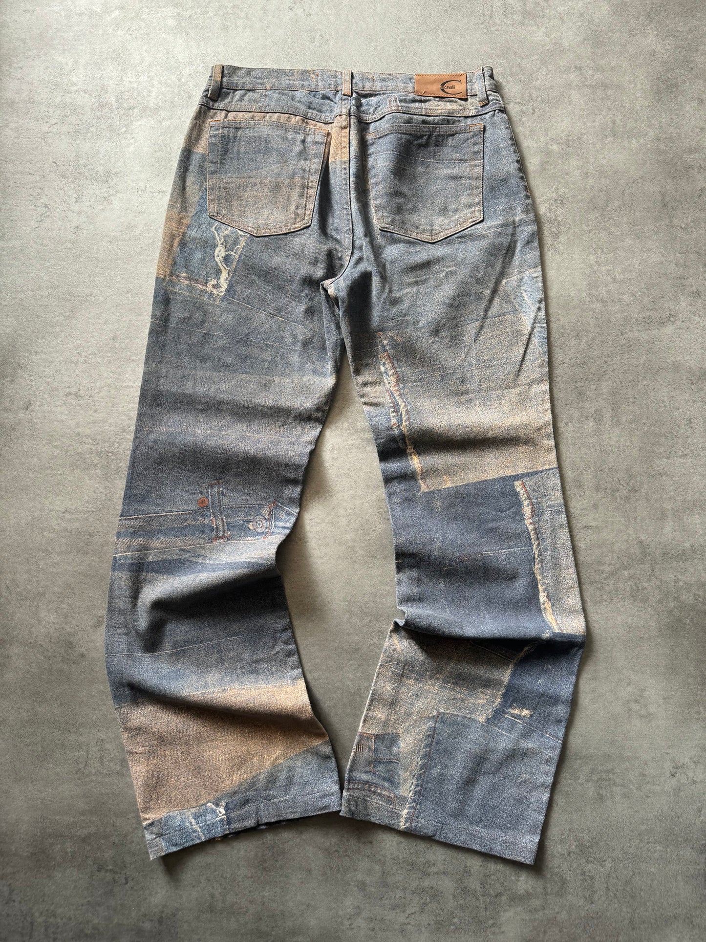 2000s Cavalli Trompe L'Oeil Denim Pockets Pants (M) - 4