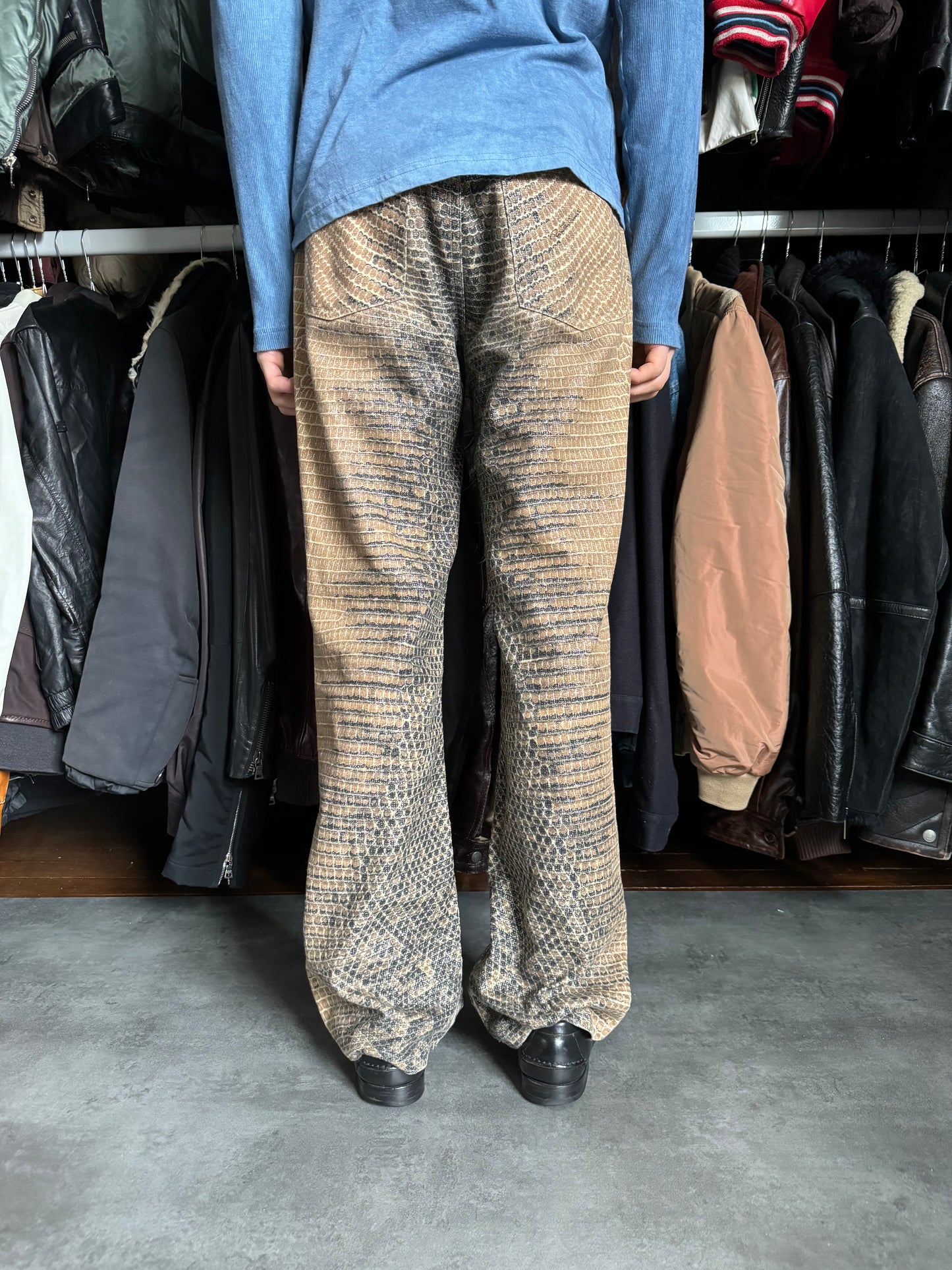 1990s Roberto Cavalli Bees Caramel Scales Pants (S) - 4