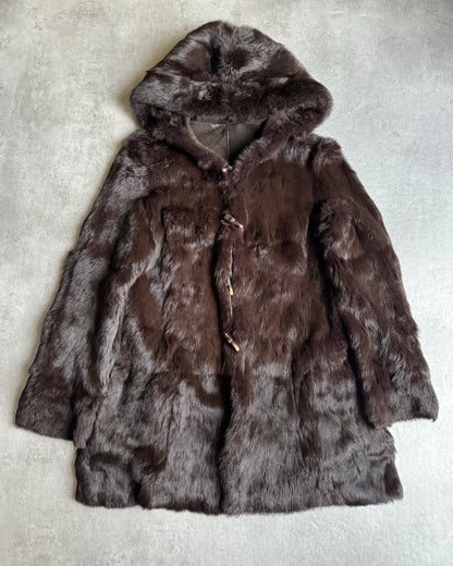 2000s Armani Reversible 2 in 1 Avant-Garde Brown Rustic Fur Jacket (S/M) - 1