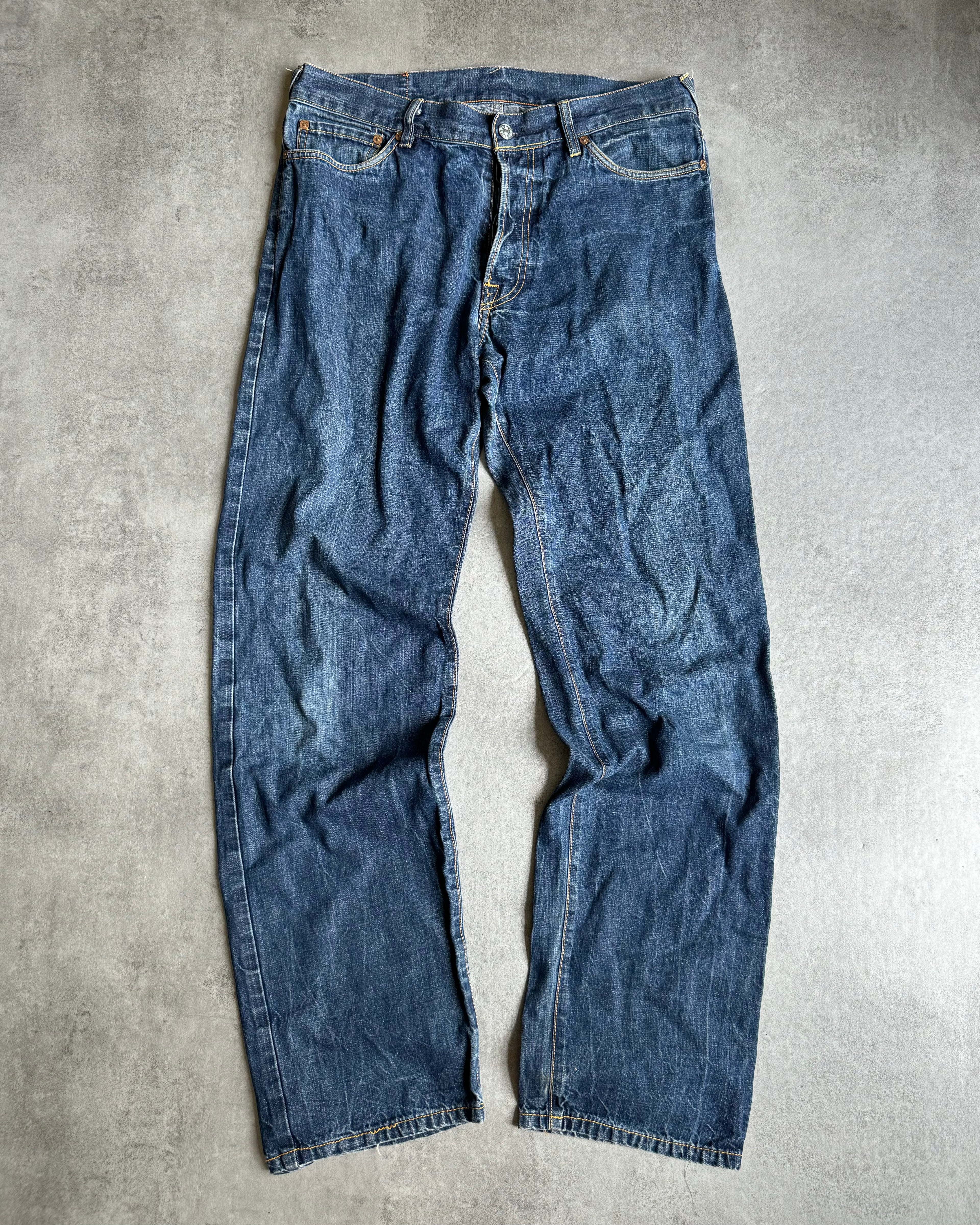 2000s Evisu Logo Japanese Blue Denim Pants (M) - 2