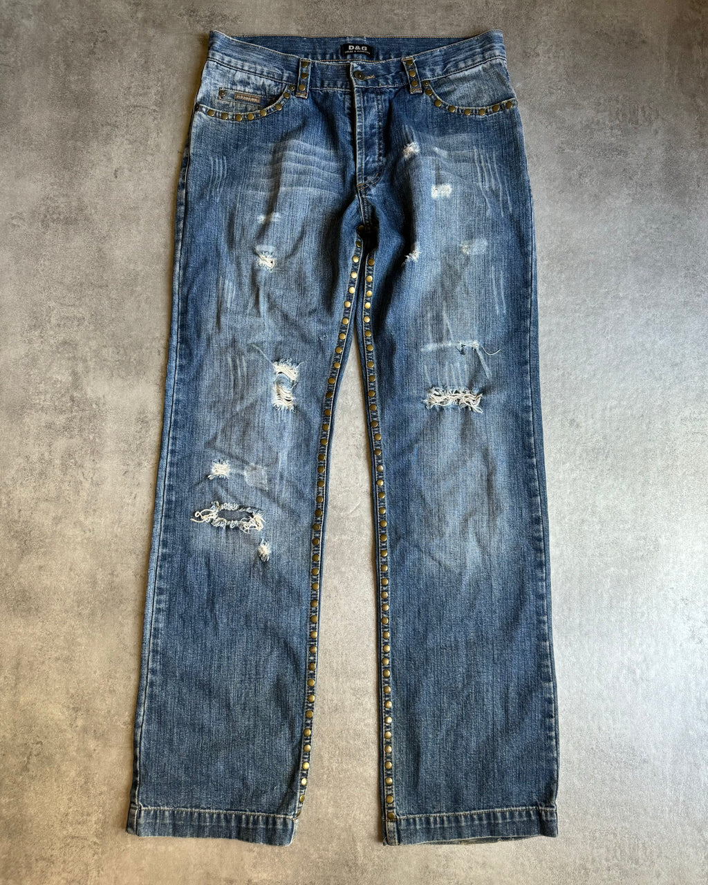 SS2005 Dolce & Gabbana Tiger Embroideries Distressed Jeans (M) - 2