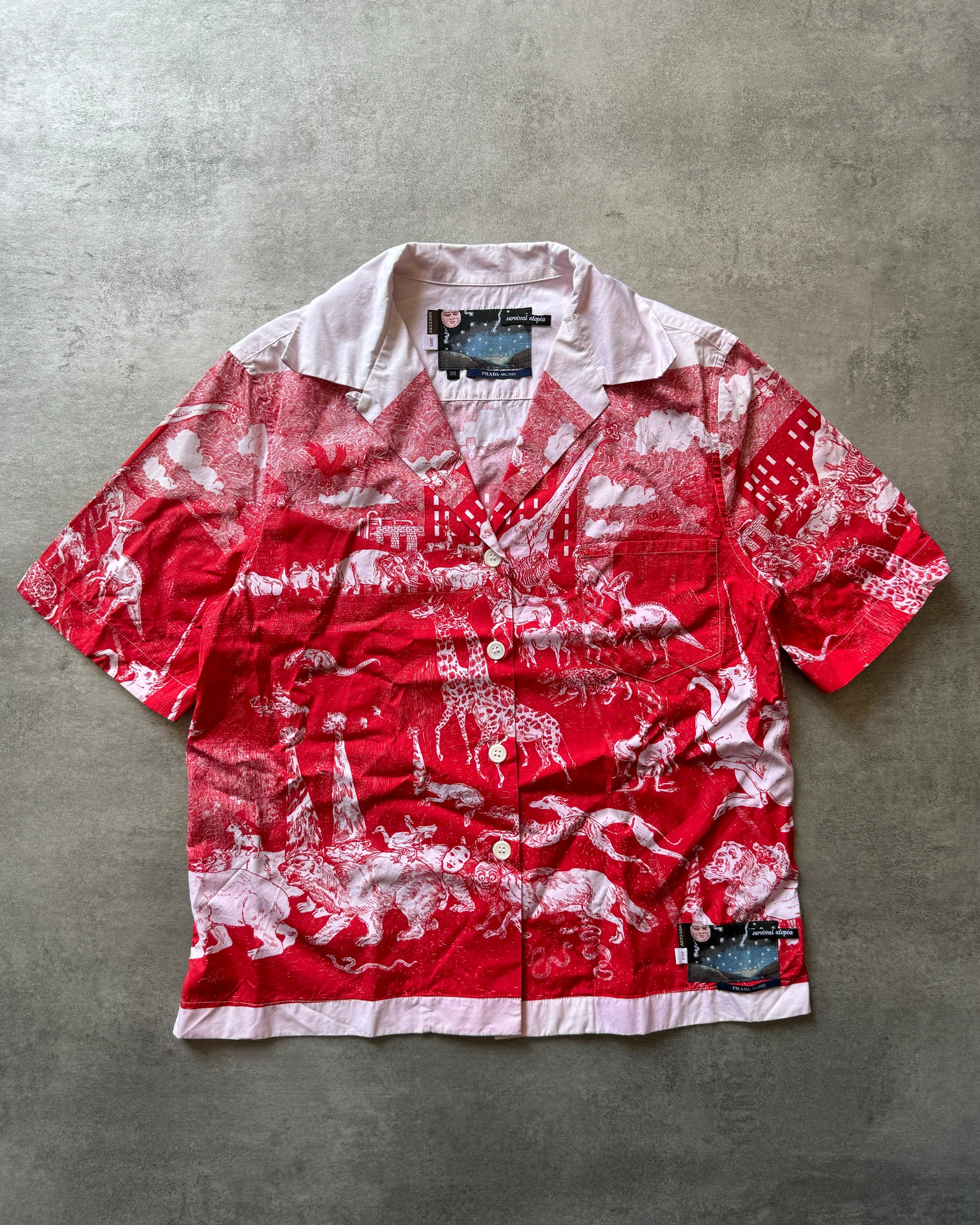 AW2016 Prada Christophe Chemin Survival Utopia Red White Shirt S