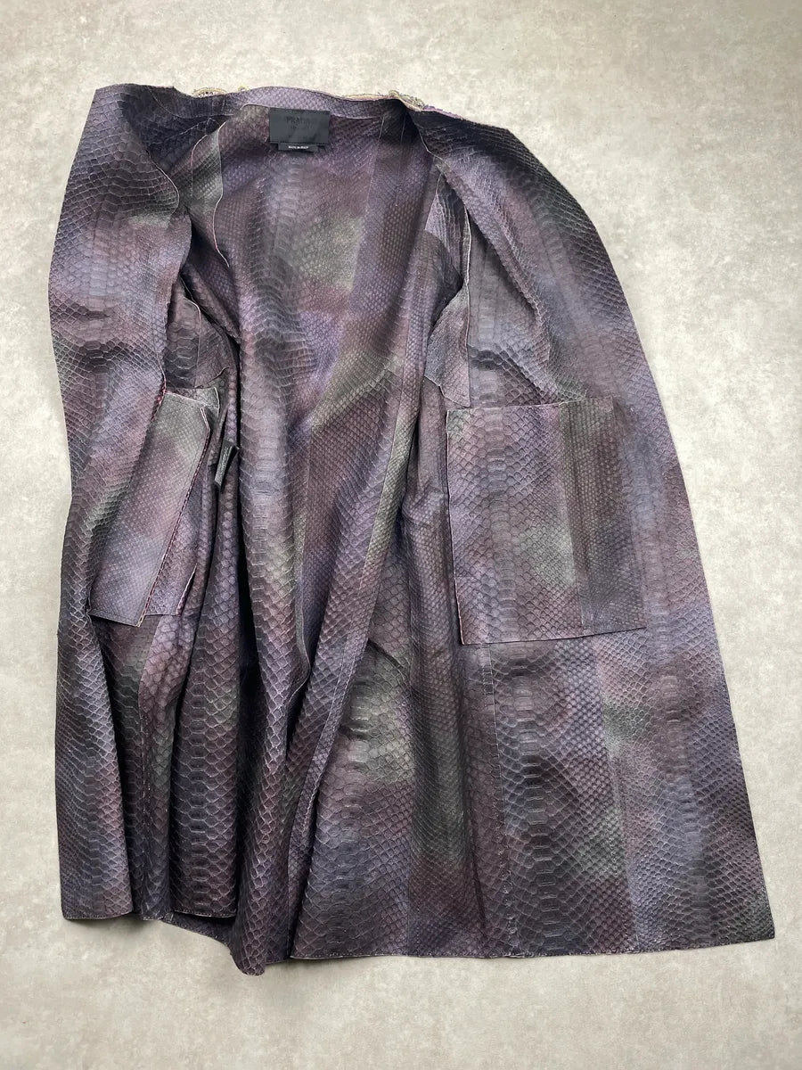 SS2004 Prada Python Snake Leather Belted Embellished Long Coat MFbCLGpA 5