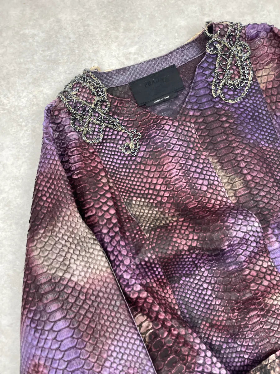 SS2004 Prada Python Snake Leather Belted Embellished Long Coat MFbCLGpA 10