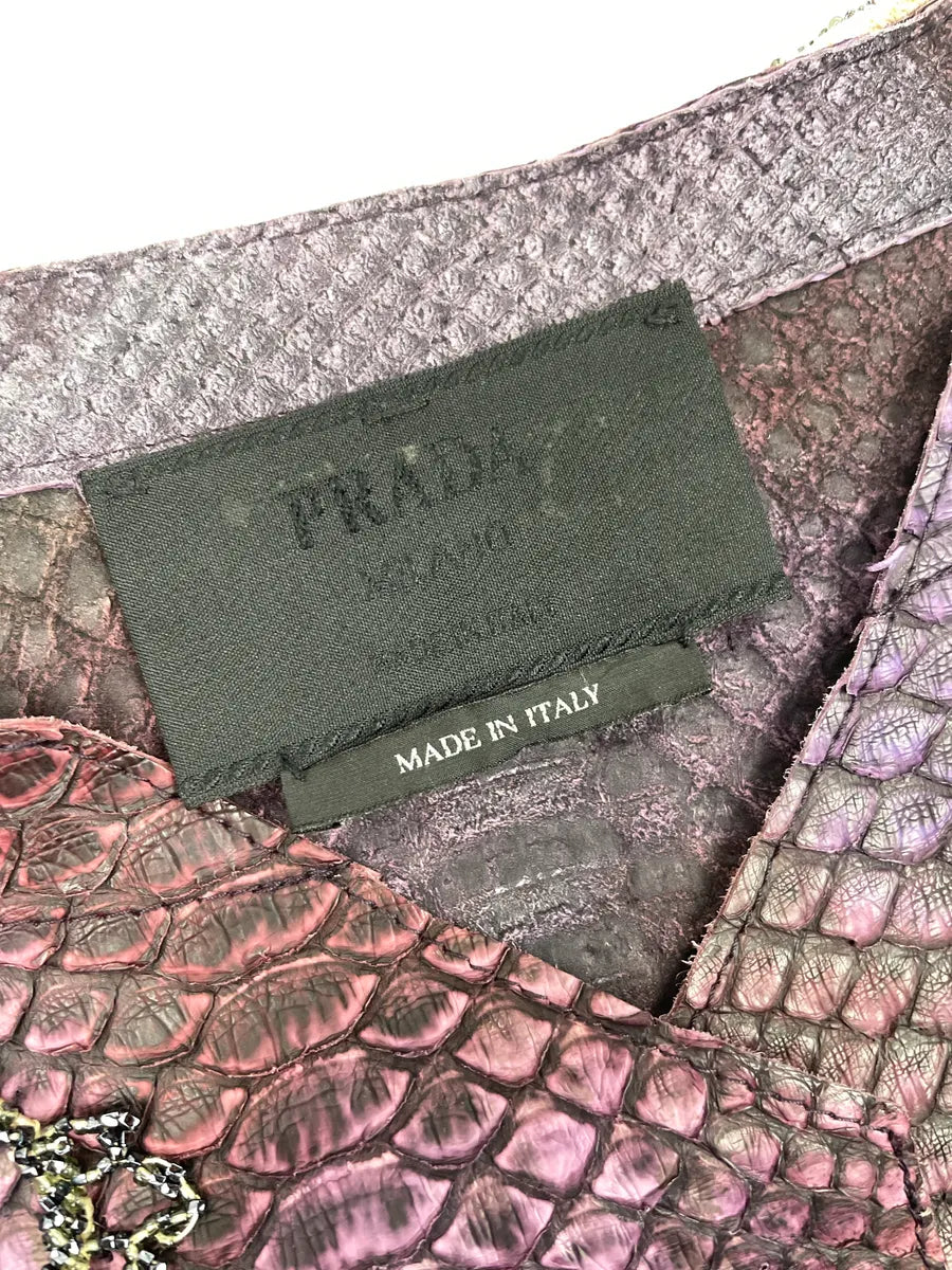SS2004 Prada Python Snake Leather Belted Embellished Long Coat MFbCLGpA 12