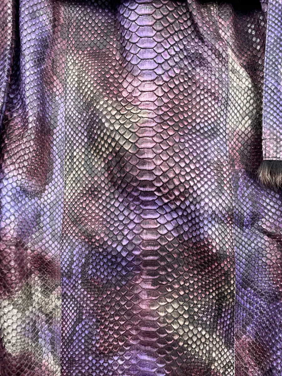SS2004 Prada Python Snake Leather Belted Embellished Long Coat MFbCLGpA 8