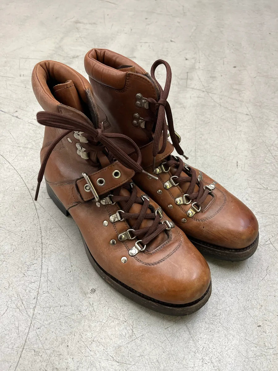 2000s Prada Hiking Lace-Up Brown Leather Boots MGpQJrEl 4