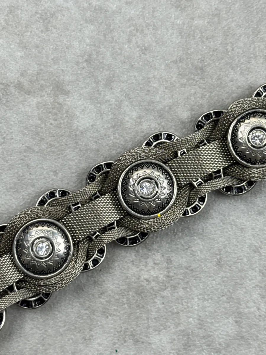 2000s Nanni Black Leather Crystal Studded Chain-Link Belt MJUKRxFk 4