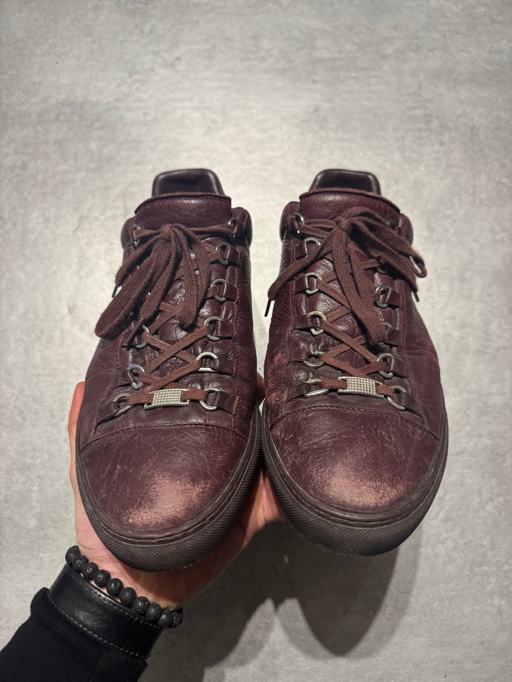 Balenciaga Arena Low Bordeaux Leather Shoes (45,5) - 8