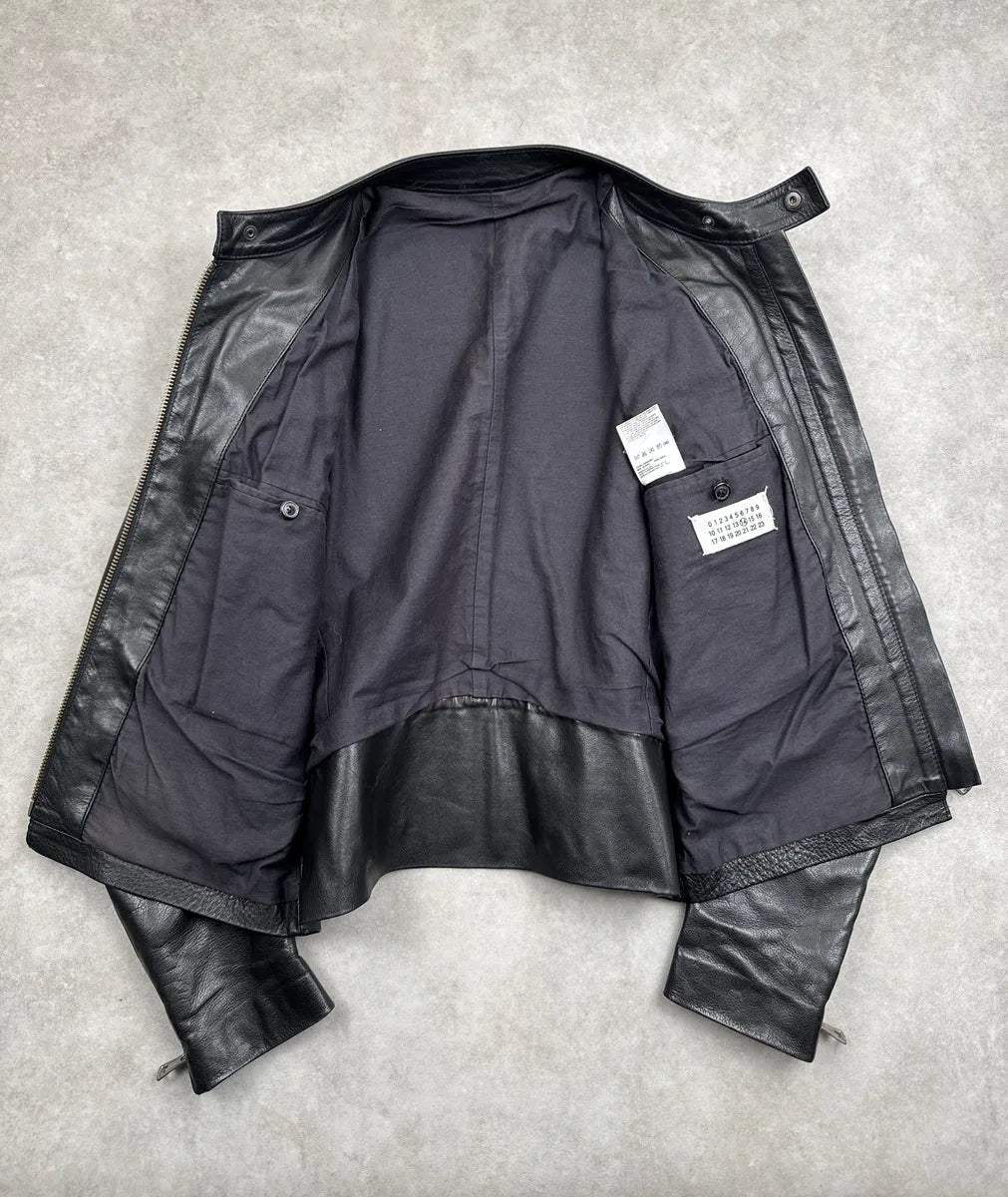 SS2005 Maison Martin Margiela Black Five Zip Biker Leather Jacket MKqkPYAR 6