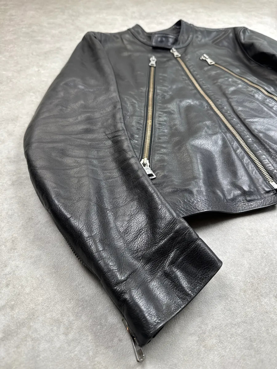 SS2005 Maison Martin Margiela Black Five Zip Biker Leather Jacket MKqkPYAR 7