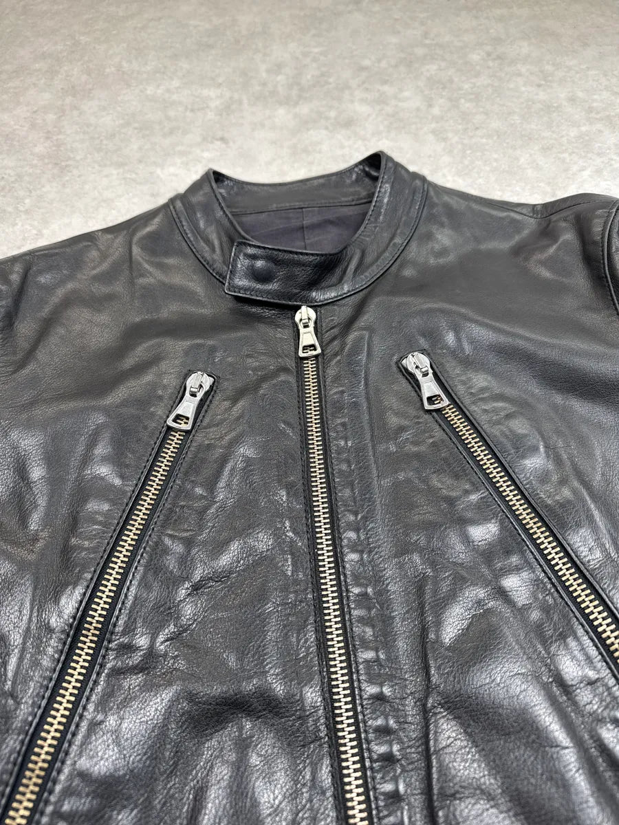 SS2005 Maison Martin Margiela Black Five Zip Biker Leather Jacket MKqkPYAR 8