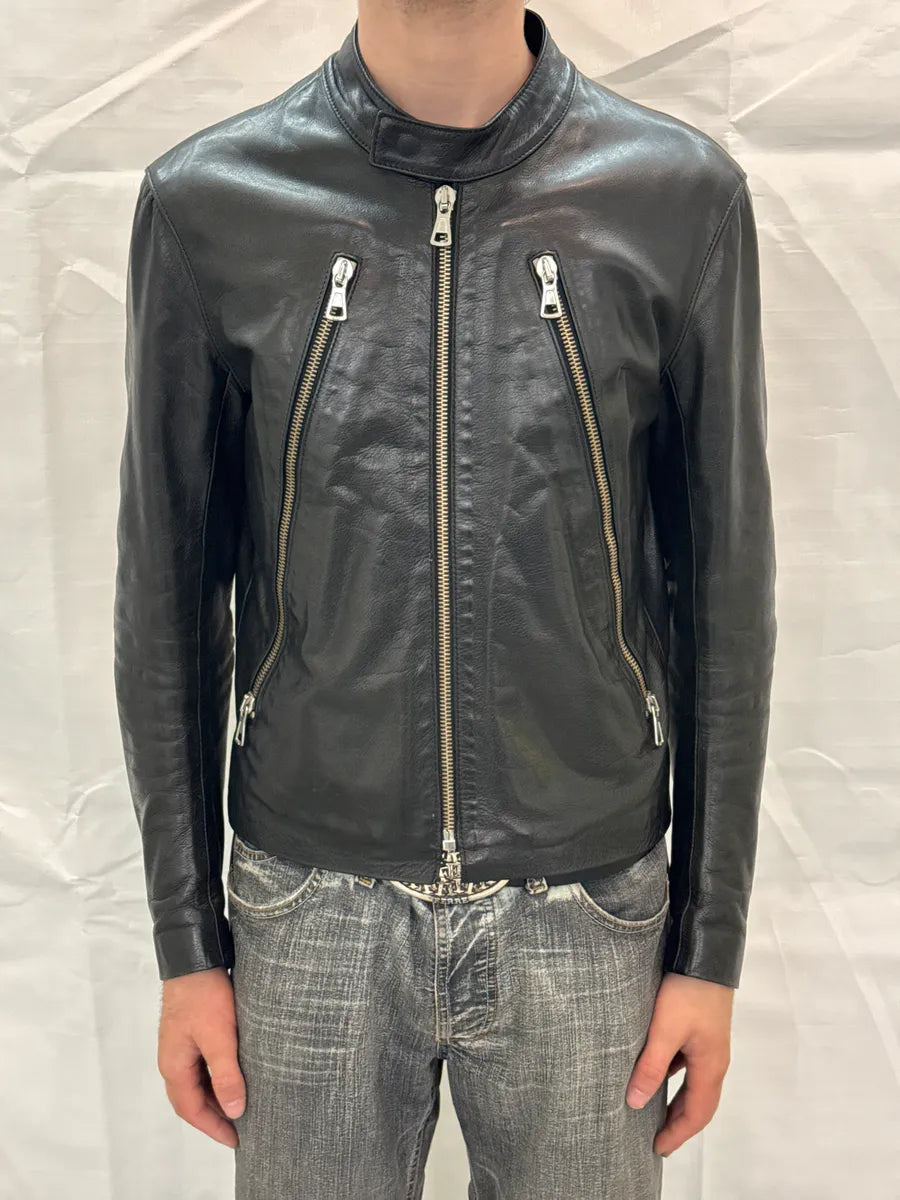 SS2005 Maison Martin Margiela Black Five Zip Biker Leather Jacket MKqkPYAR 1