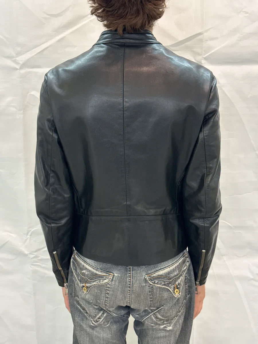 SS2005 Maison Martin Margiela Black Five Zip Biker Leather Jacket MKqkPYAR 3