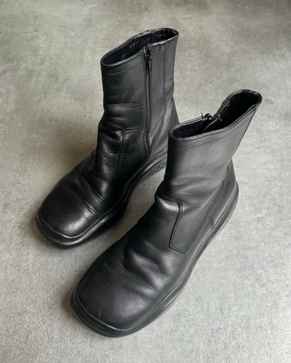 FW1999 Prada Ankle Vibram Black Leather Boots (39) - 9