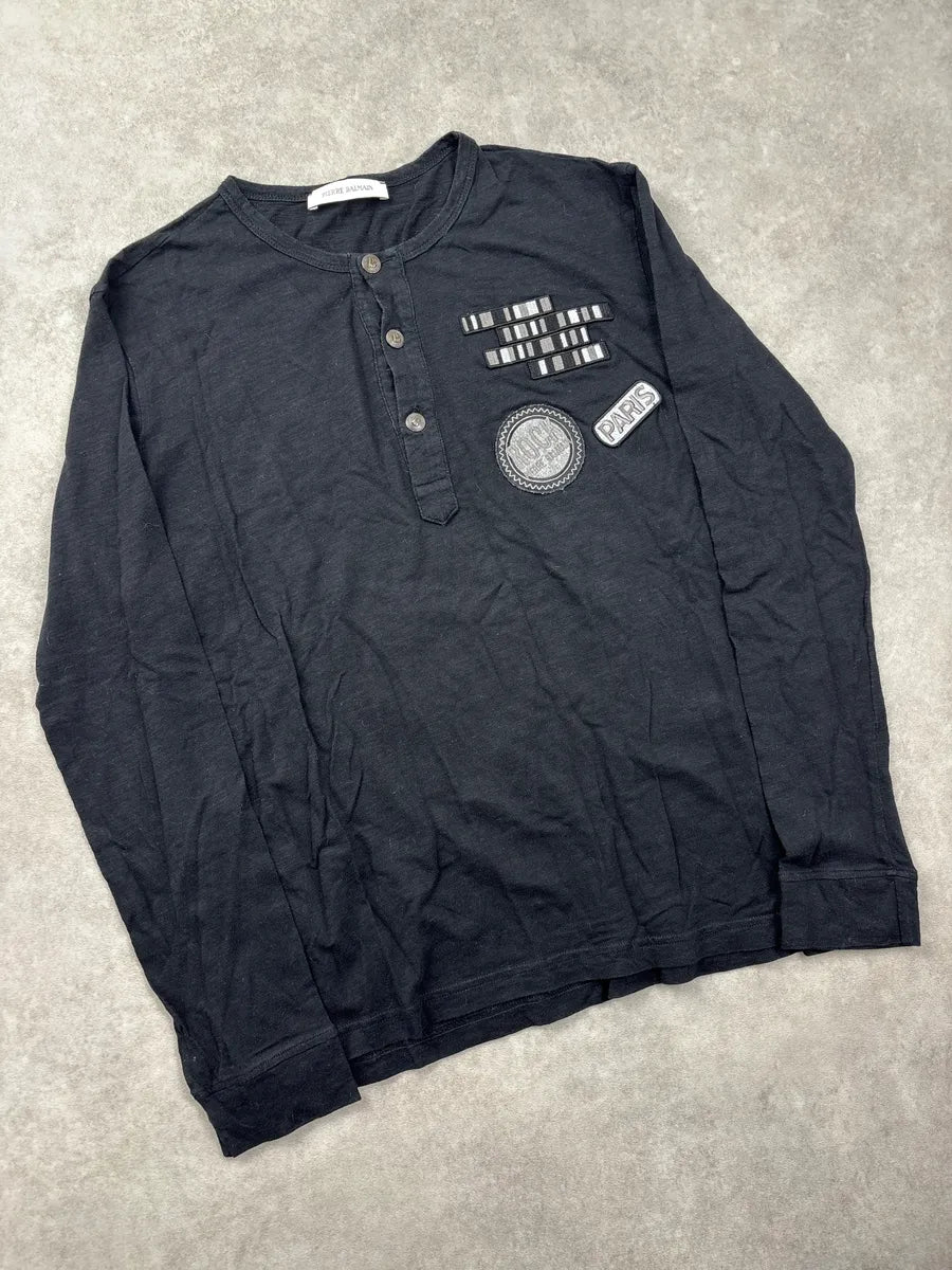 2010s Pierre Balmain Black Rock Patches Henley Longsleeve  MSniXQJy 3