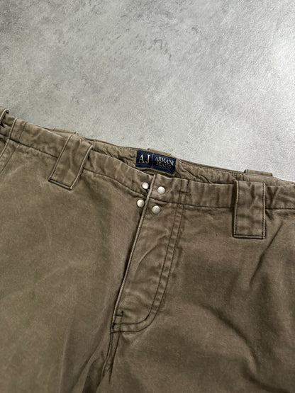 2000s Armani Olive Cargo Wide Pants  (L) - 7