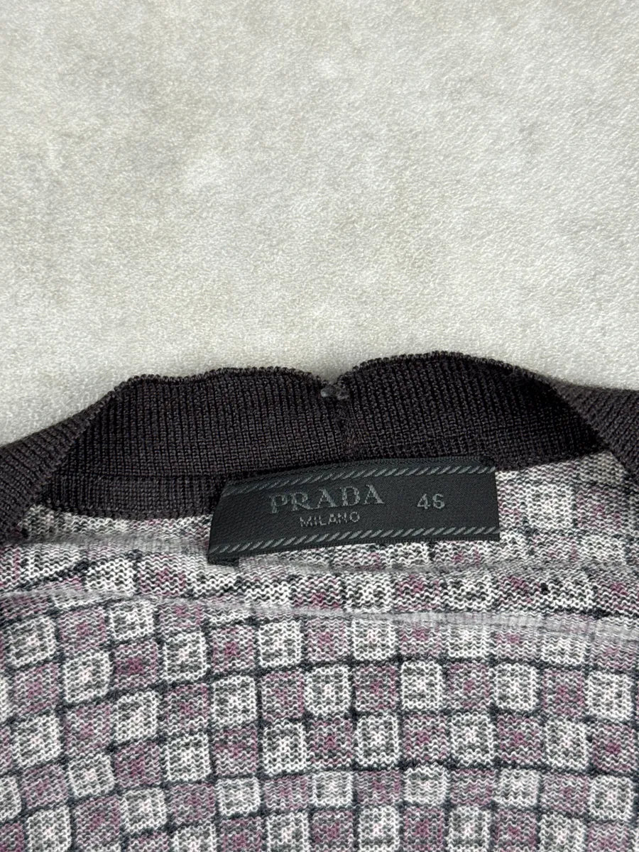 SS2012 Prada Dark Grey Grid Light Cardigan Sweater MUJMlFOm 8