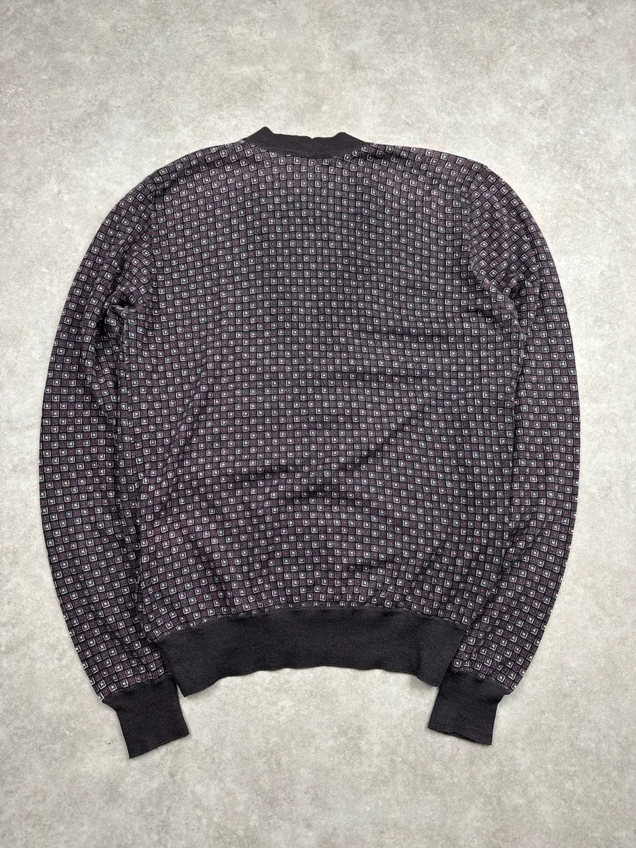 SS2012 Prada Dark Grey Grid Light Cardigan Sweater MUJMlFOm 4