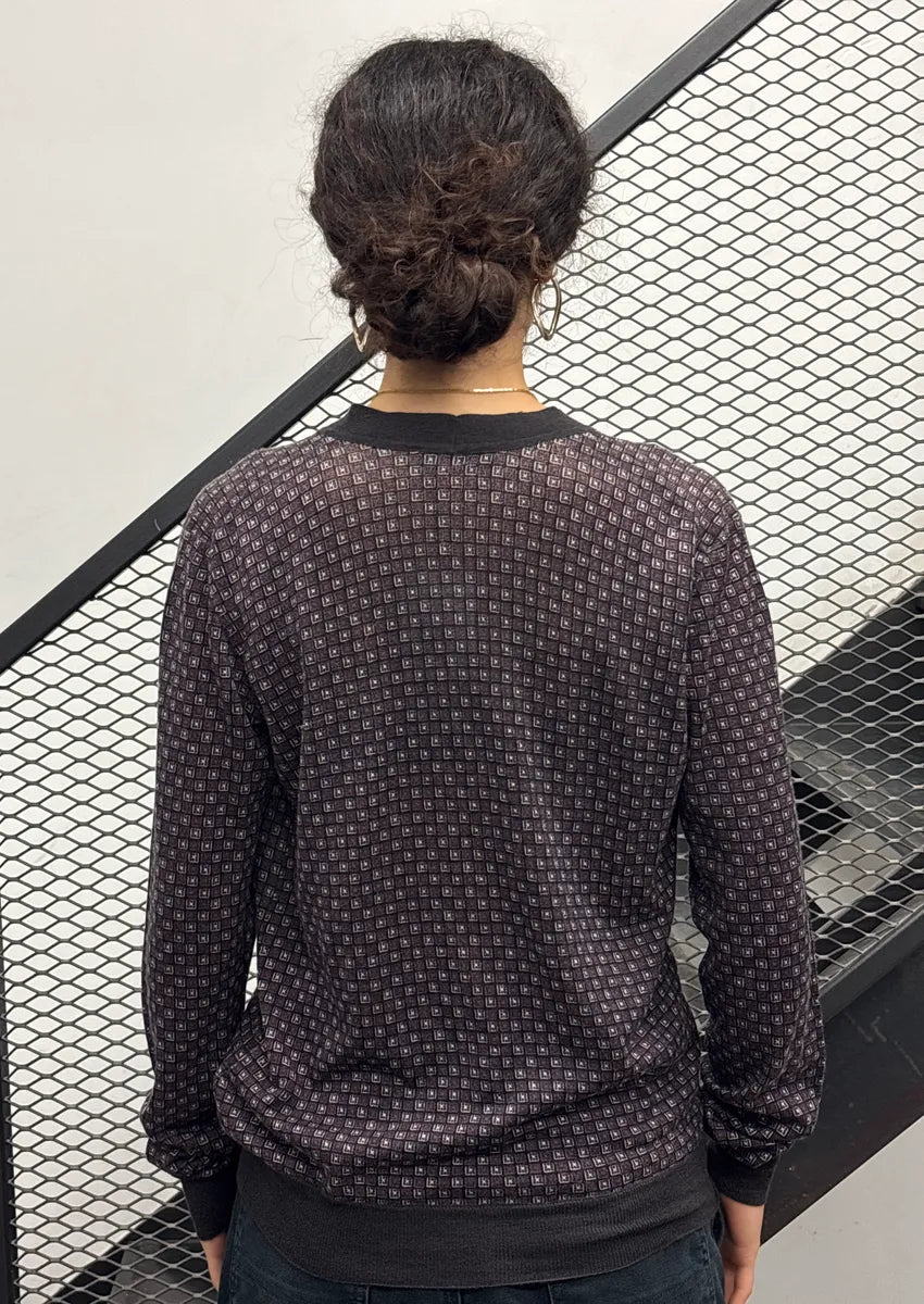 SS2012 Prada Dark Grey Grid Light Cardigan Sweater MUJMlFOm 2