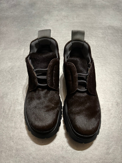 FW1999 Prada Fur Brown Leather Vibram Boots (39) - 2