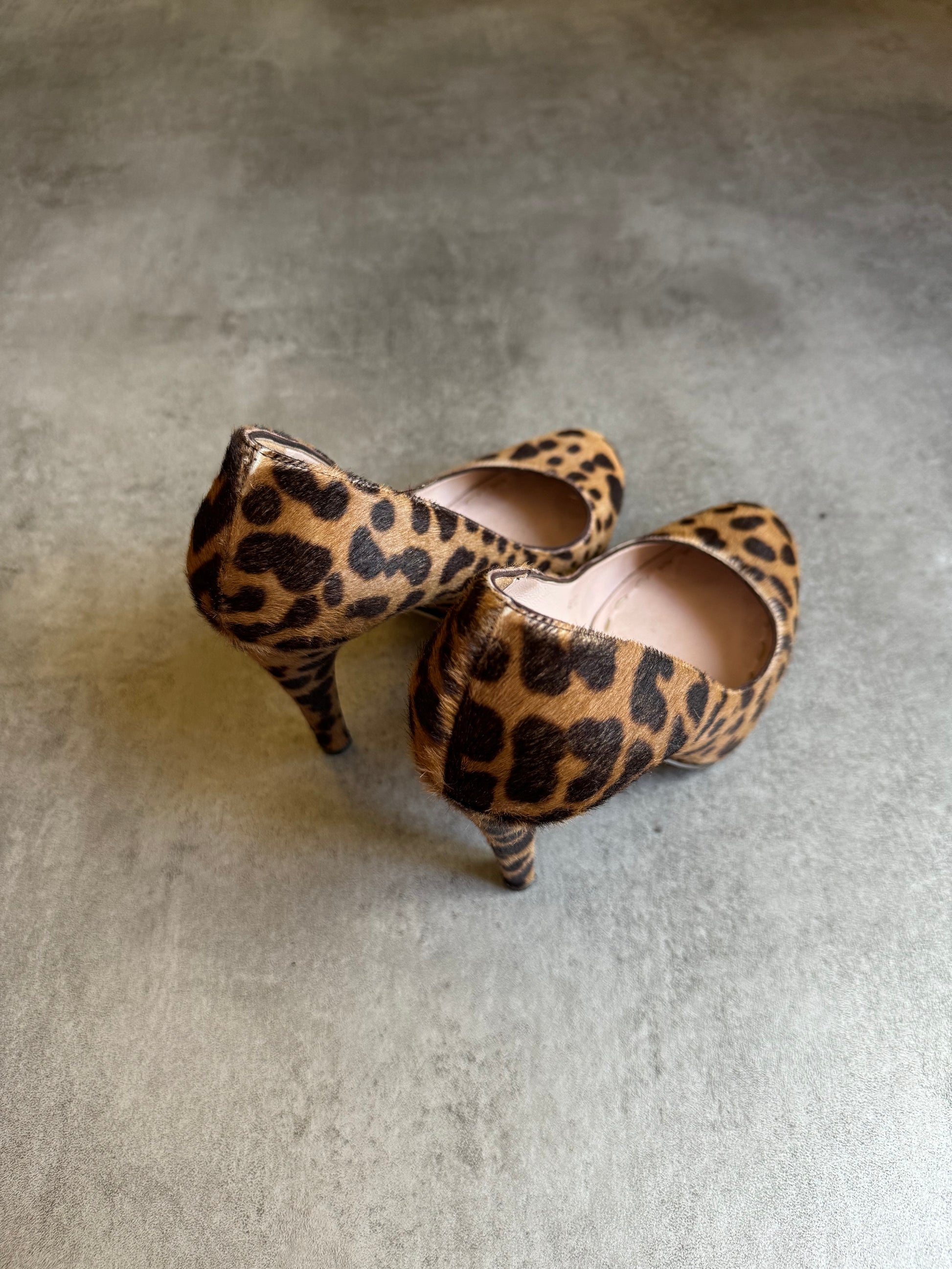 2000s MiuMiu Pony Hair Leopard Heels (37) - 4