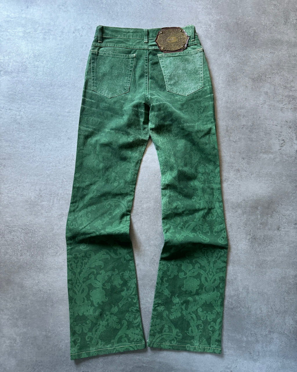 2000s Cavalli Forst Green Local Arabic Prints Pants (XS) - 2