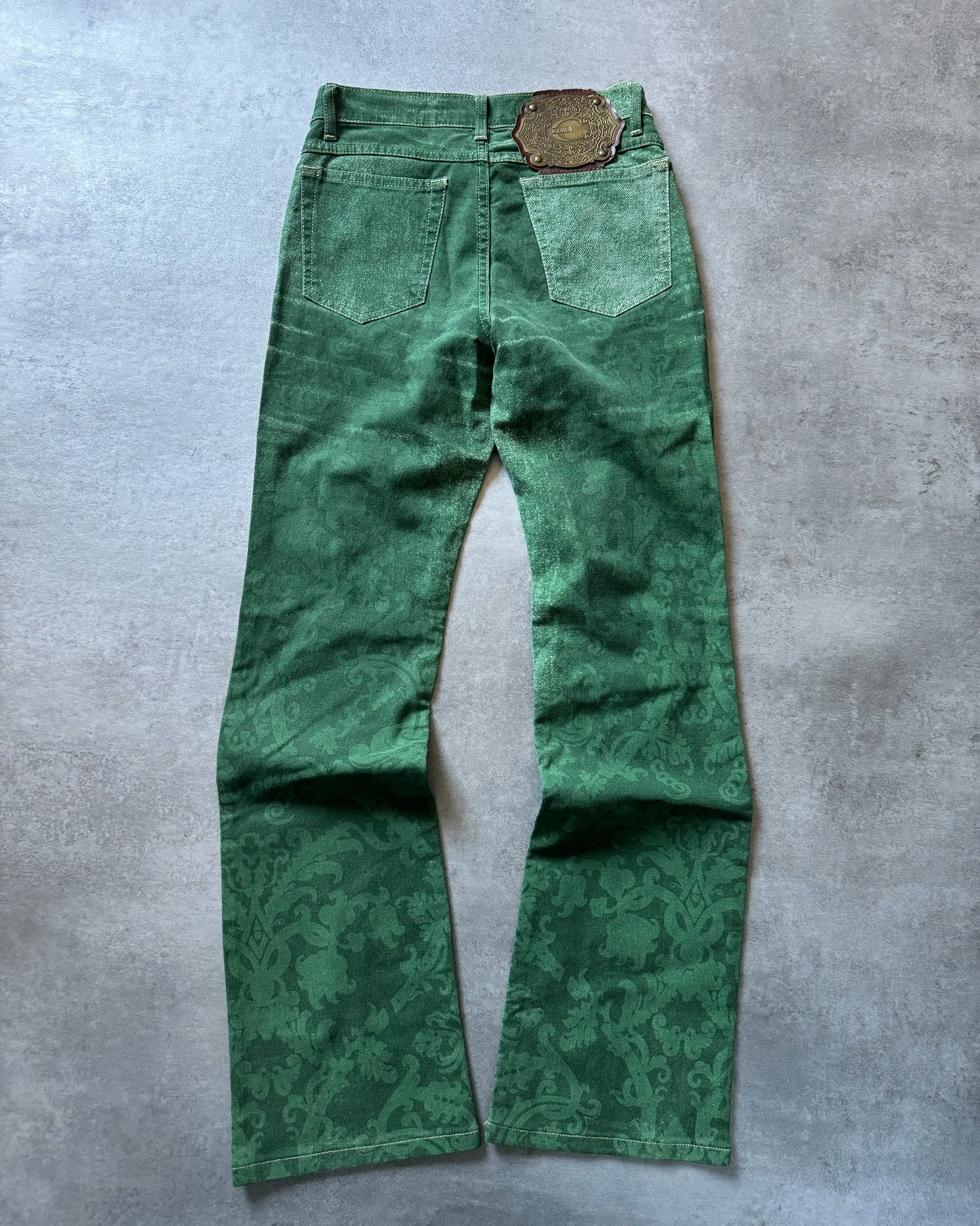 2000s Cavalli Forst Green Local Arabic Prints Pants (XS) - 2