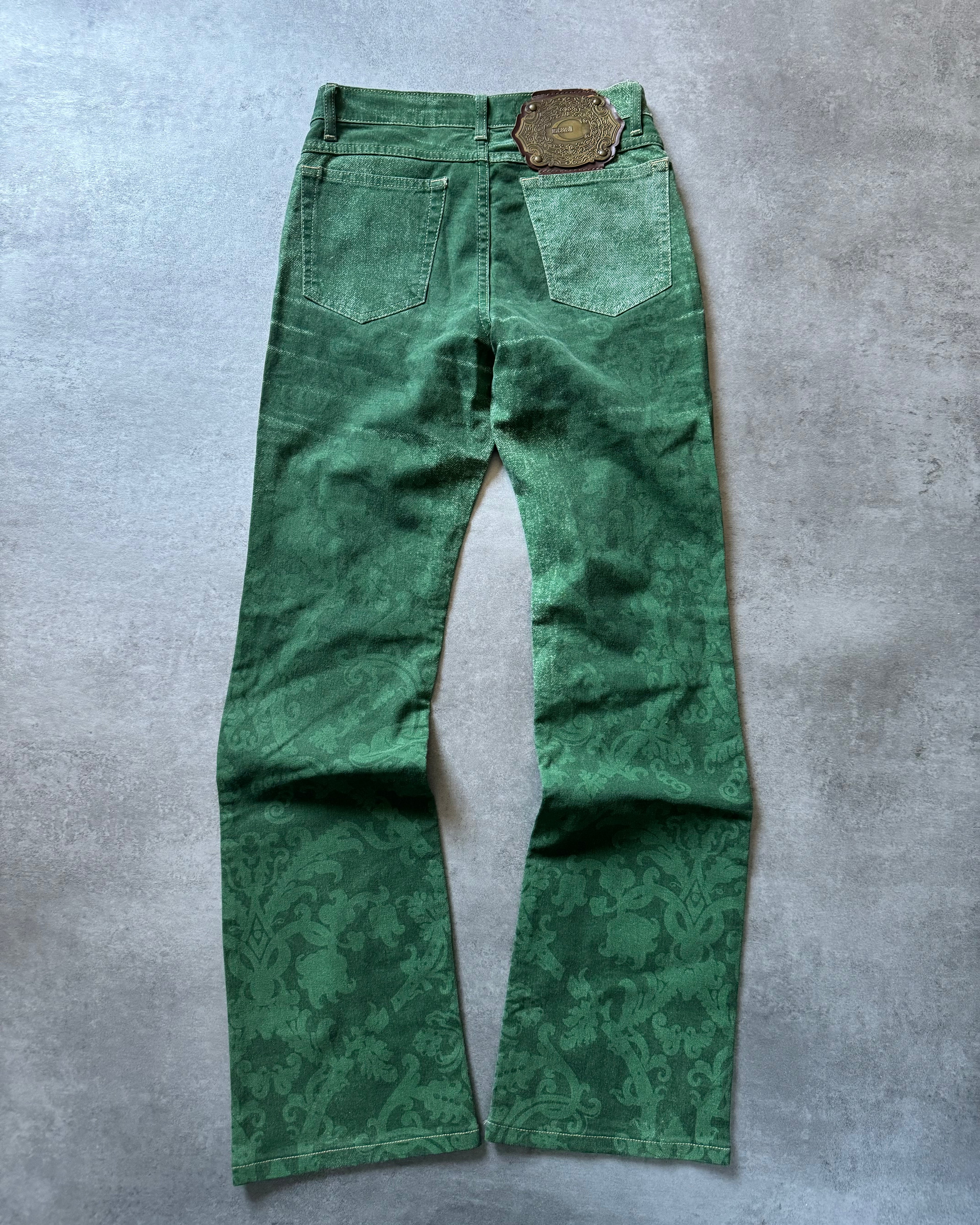2000s Cavalli Forst Green Local Arabic Prints Pants (XS) - 2