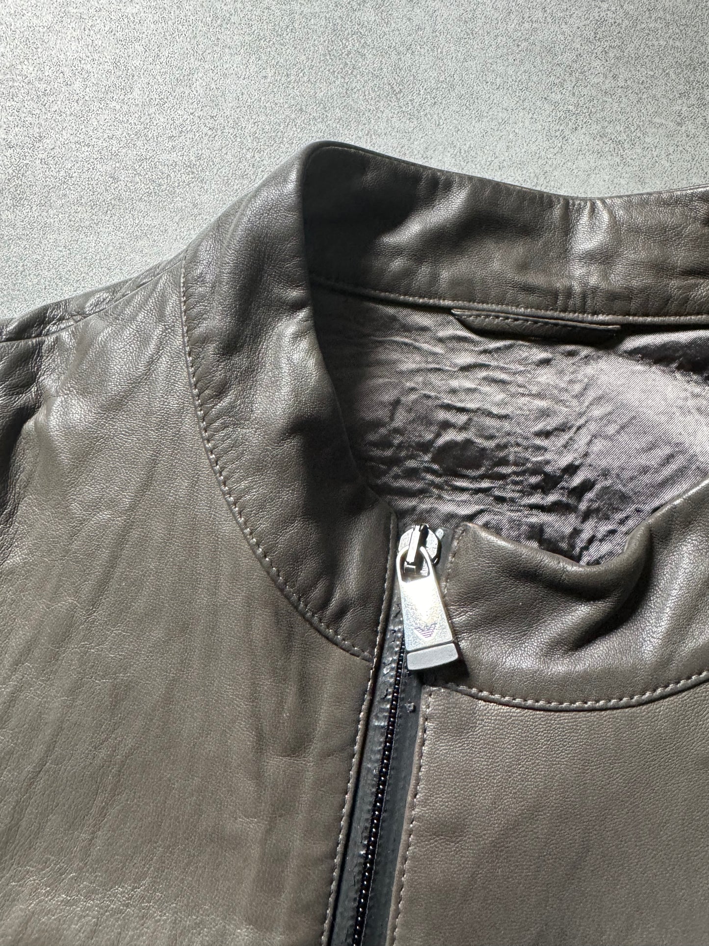 SS2015 Emporio Armani Olive Samurai Asymmetrical Leather Jacket (M) - 6