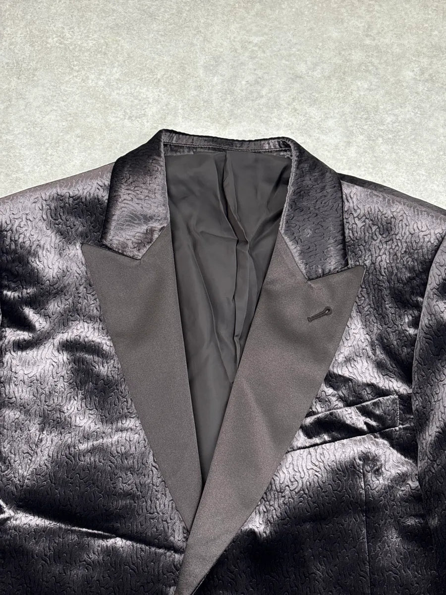 Emporio Armani Dark Brown Jacquard Peak-Lapel Blazer Jacket MfTyMmAf 5