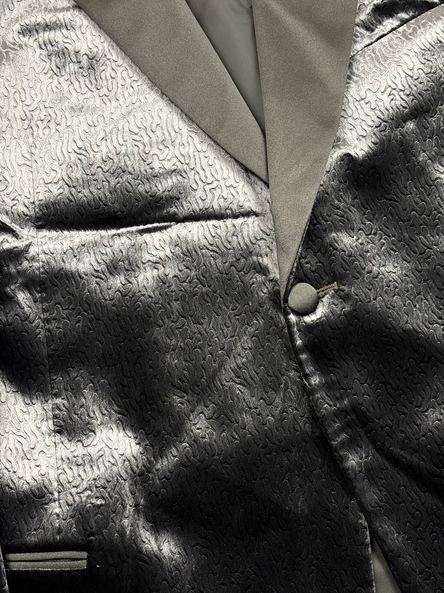 Emporio Armani Dark Brown Jacquard Peak-Lapel Blazer Jacket MfTyMmAf 6