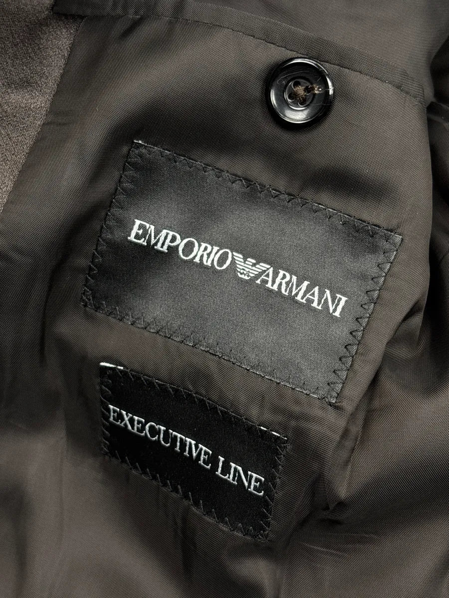 Emporio Armani Dark Brown Jacquard Peak-Lapel Blazer Jacket MfTyMmAf 10